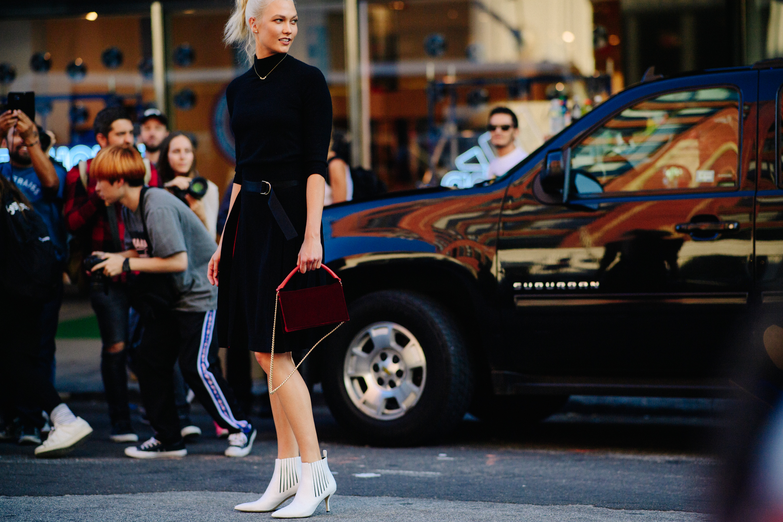 American supermodel wearing black outfit