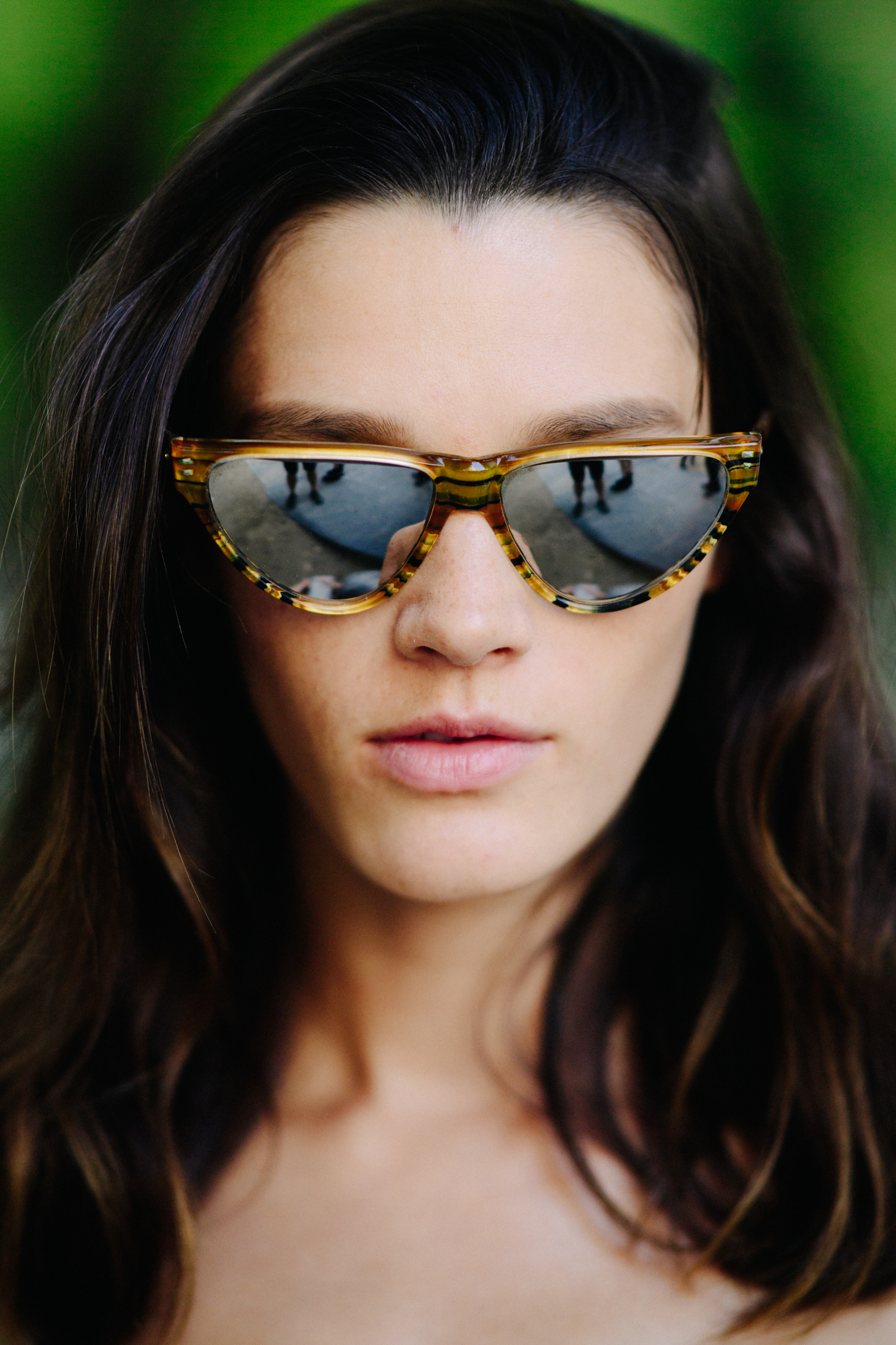 Portrait of a model with long brown hair