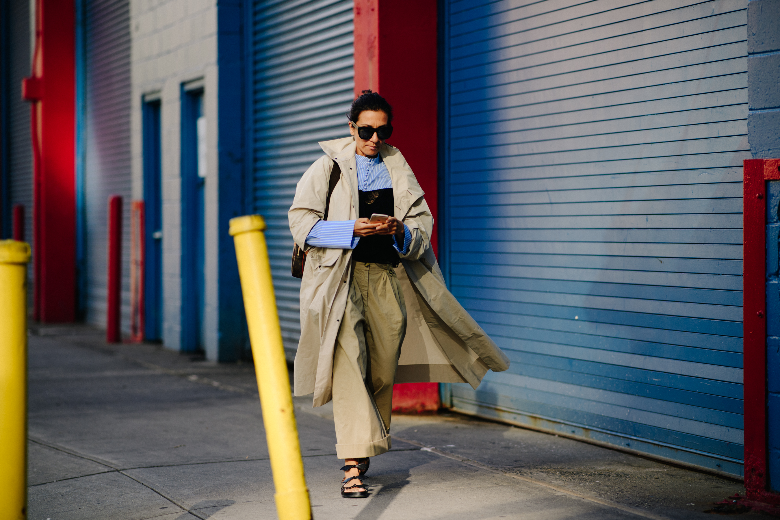 Woman wearing beige trench coat