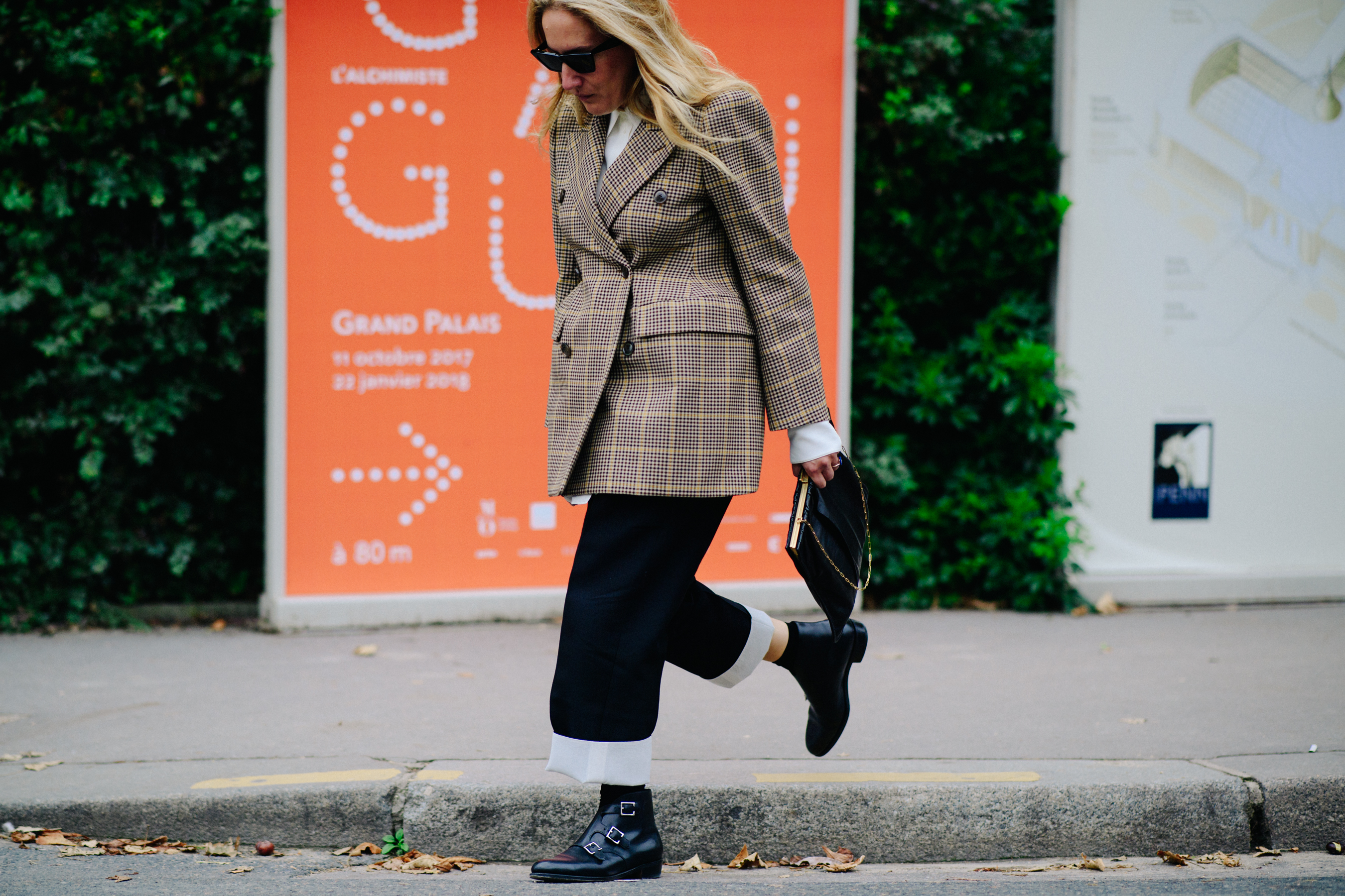 Woman wearing long Balenciaga blazer