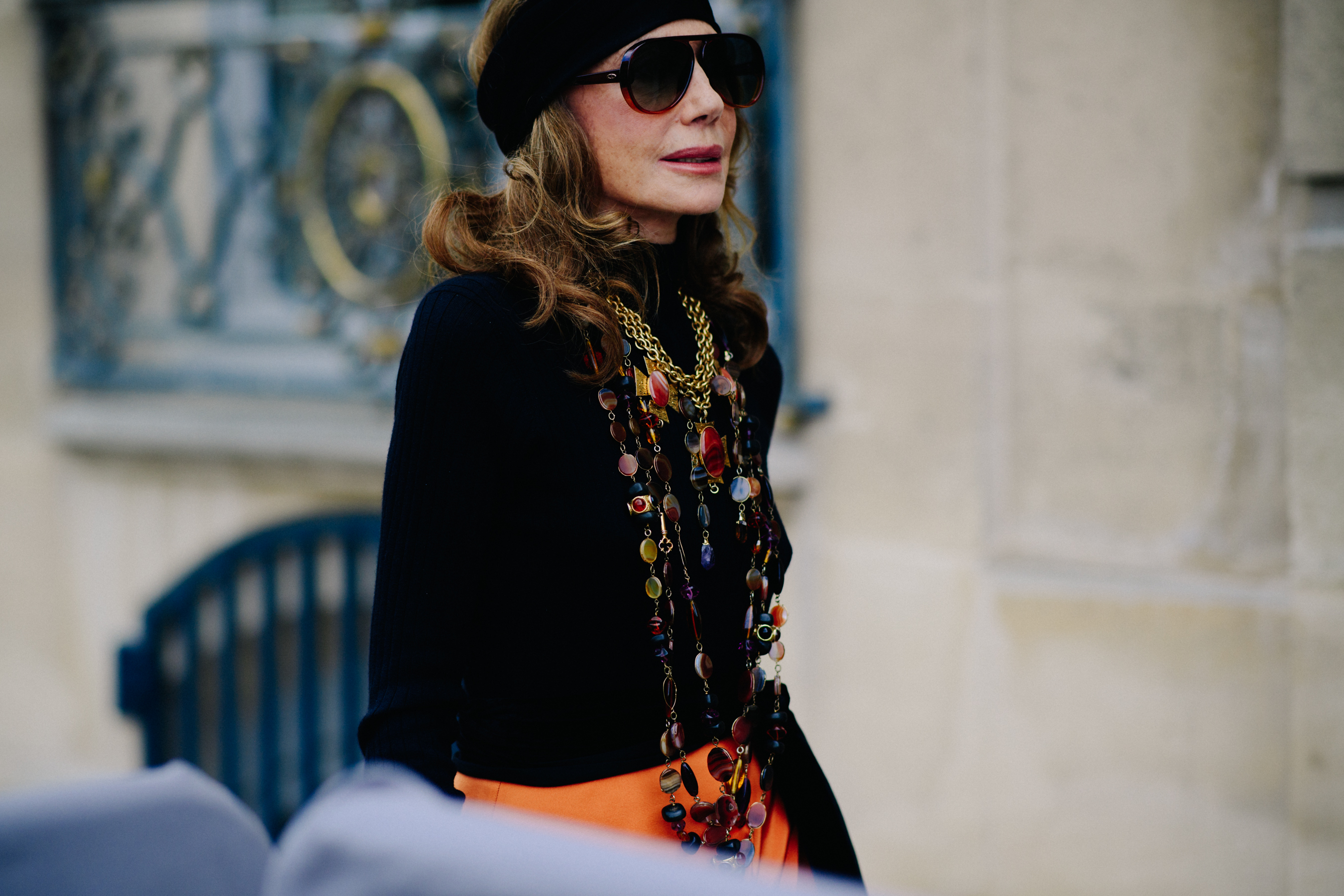 Woman wearing black before a show