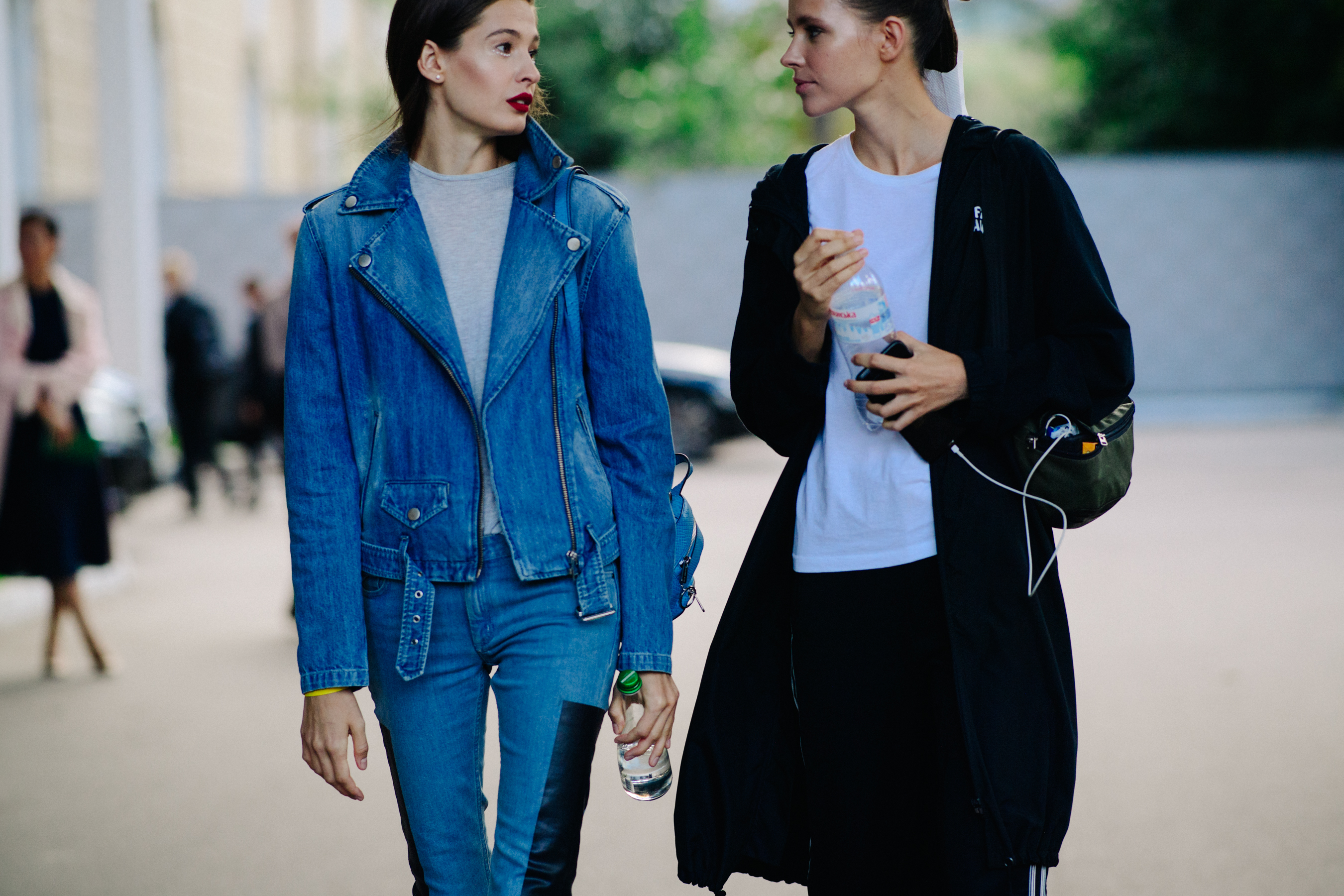Two models wearing denim