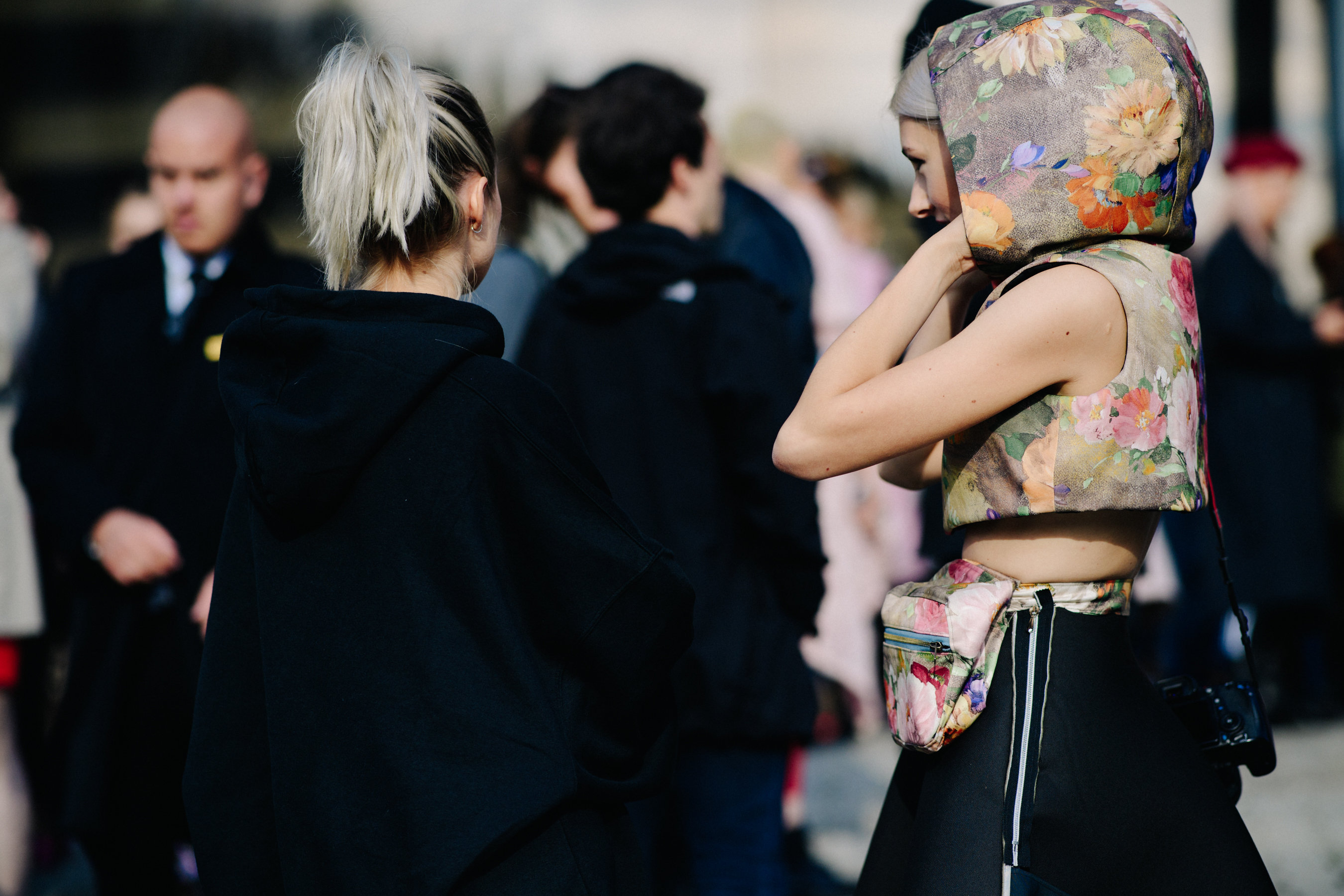 Two girls wearing floral top