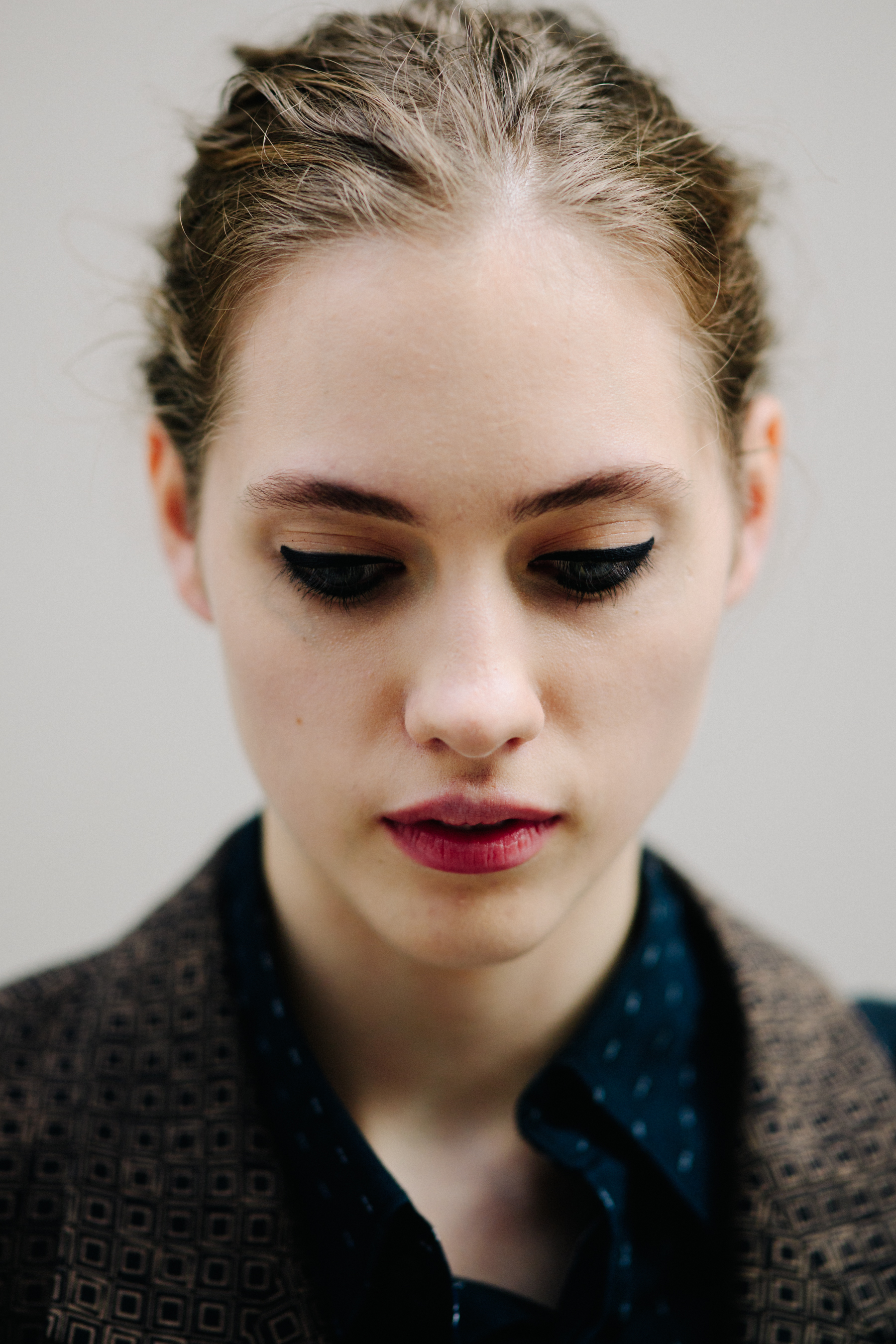 Portrait of a Russian model after a show