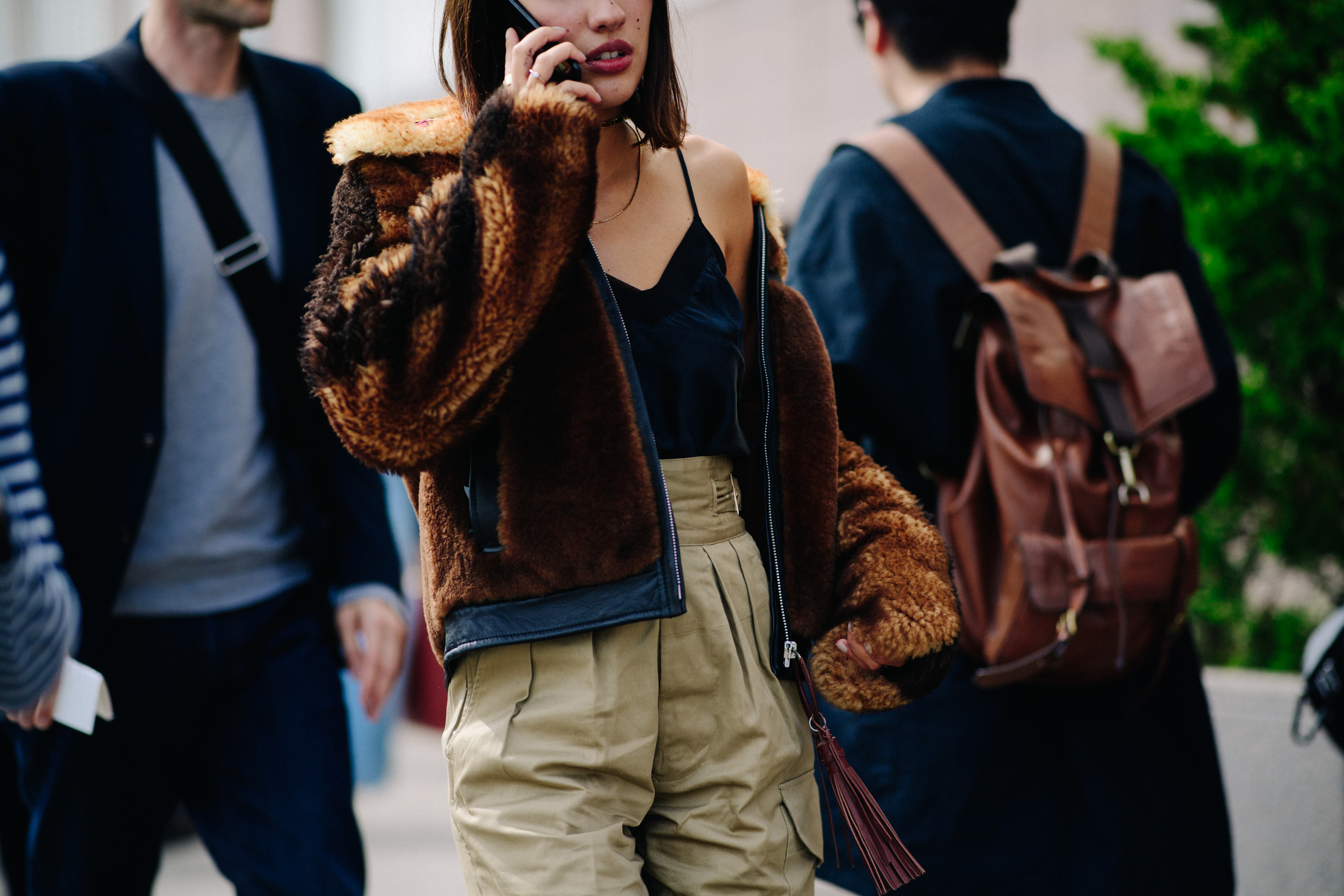 Italian girl wearing faux fur