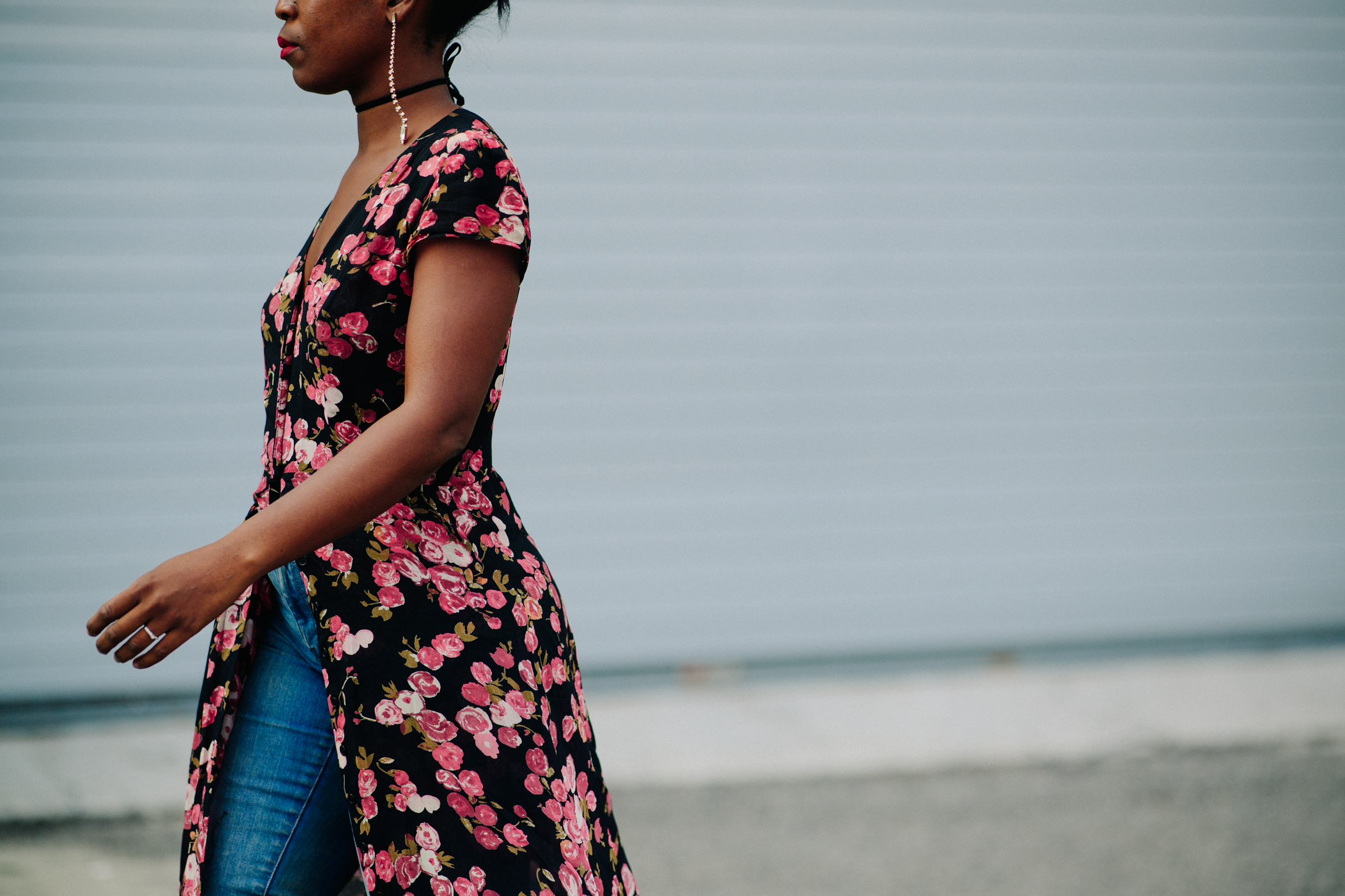 Woman wearing floral dress