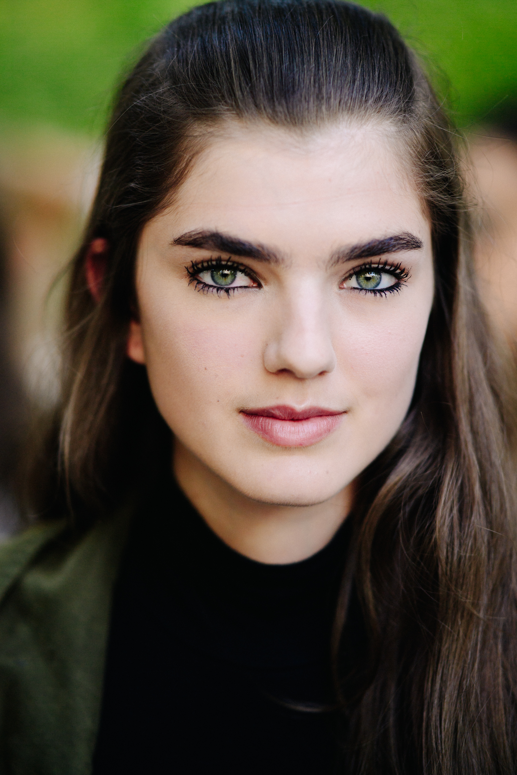 Portrait of a model with long brown hair