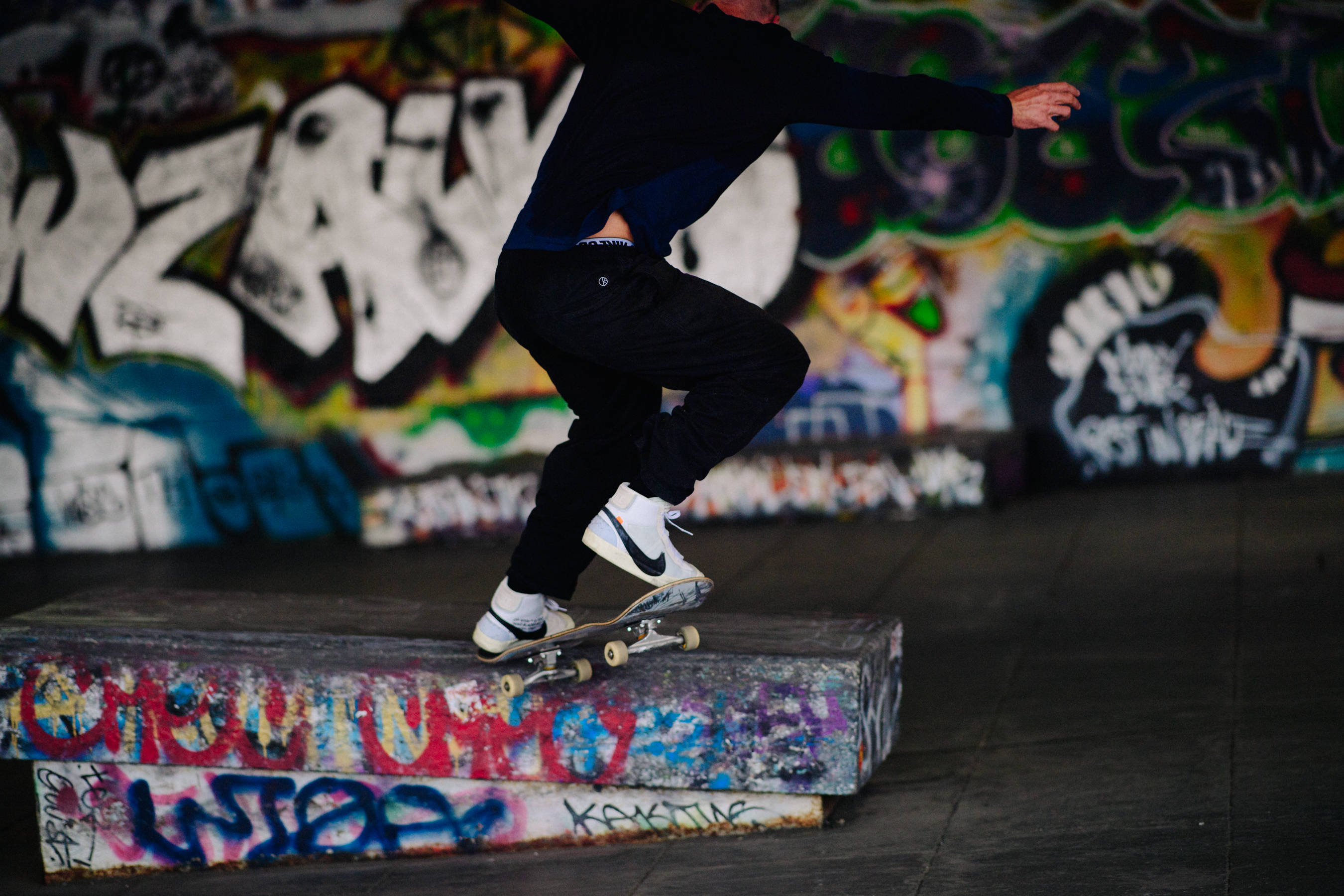 Skater wearing Nike x Off-White sneakers