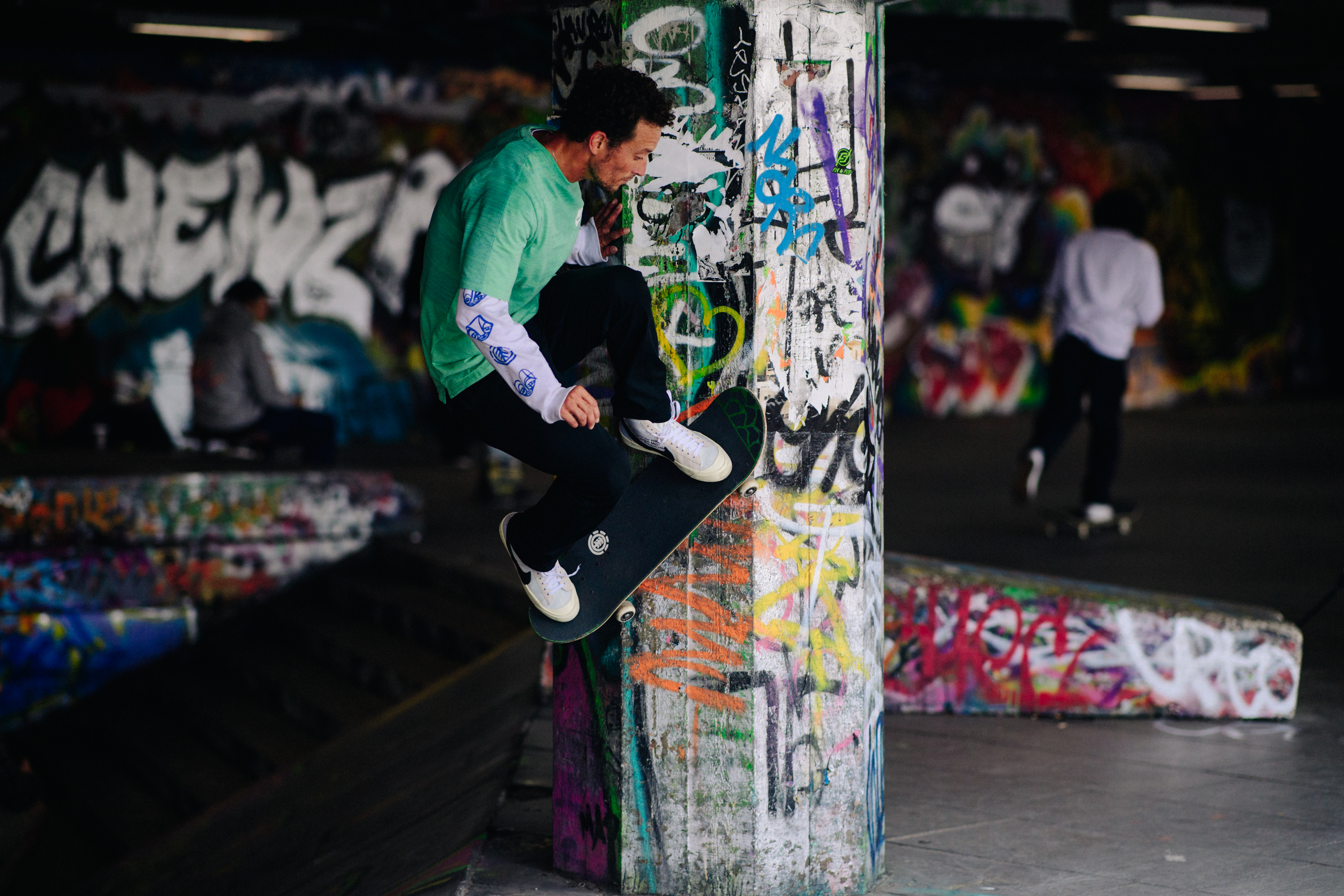 Skater wearing Nike x Off-White sneakers