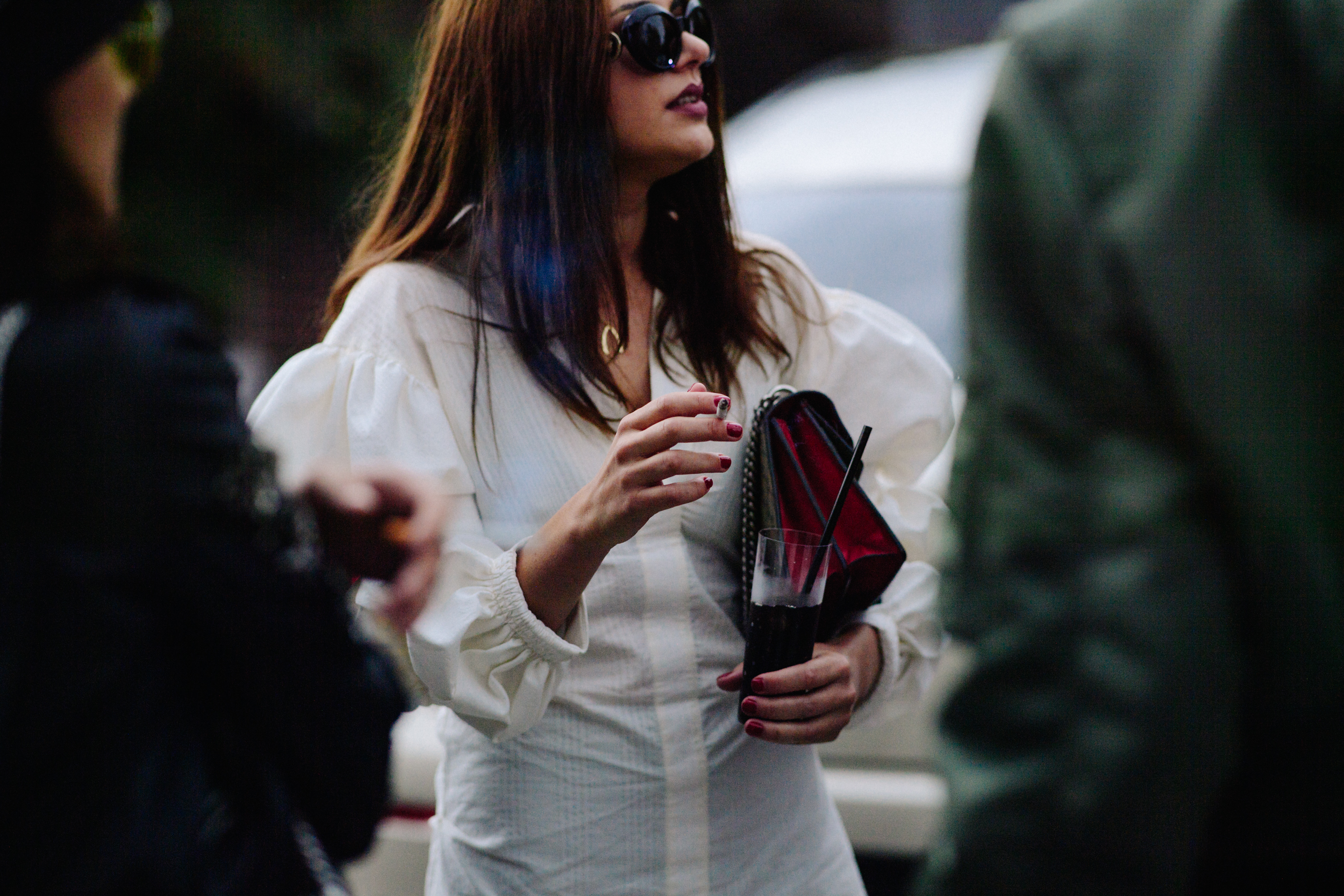 Woman wearing white dress