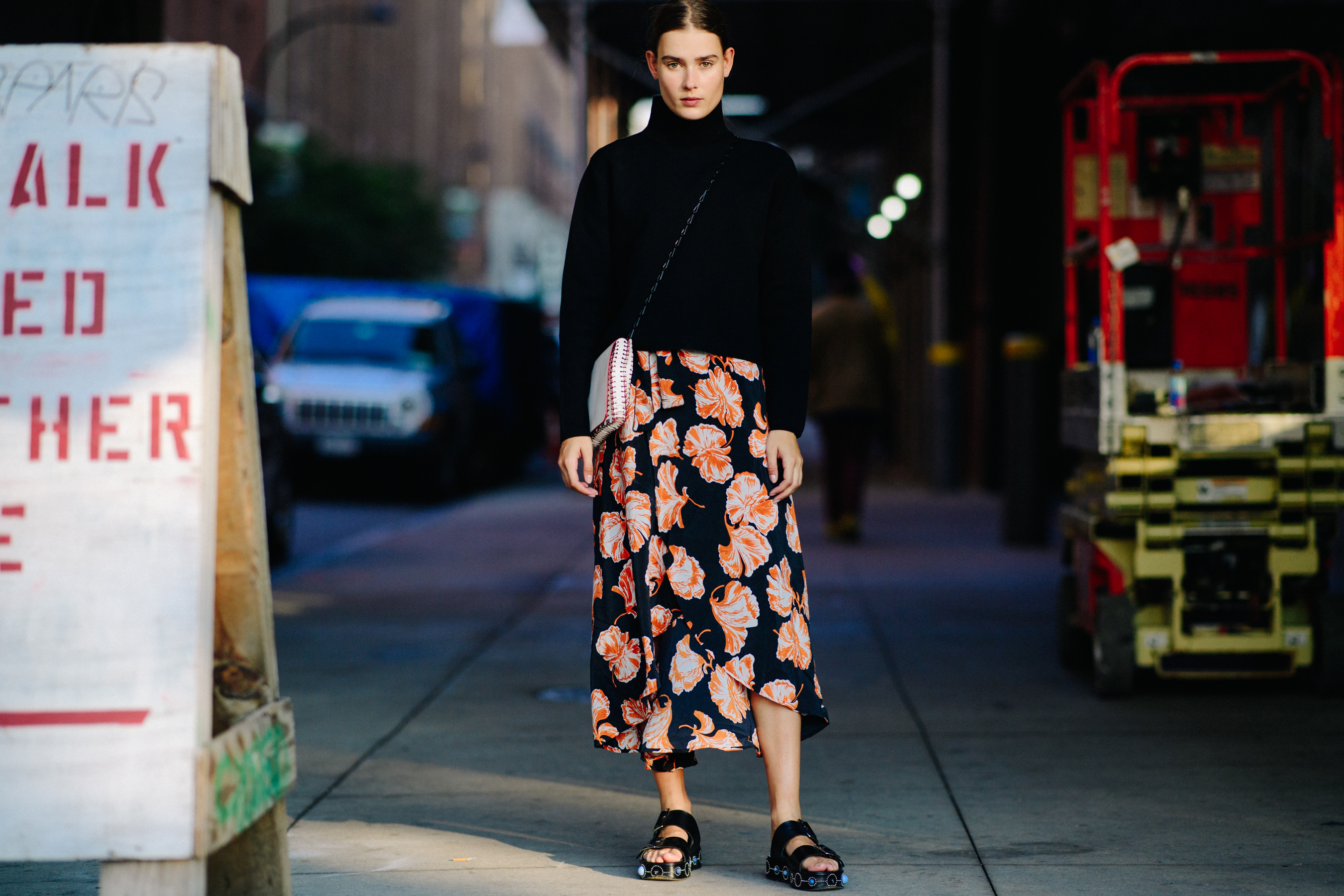 Dutch model wearing floral skirt
