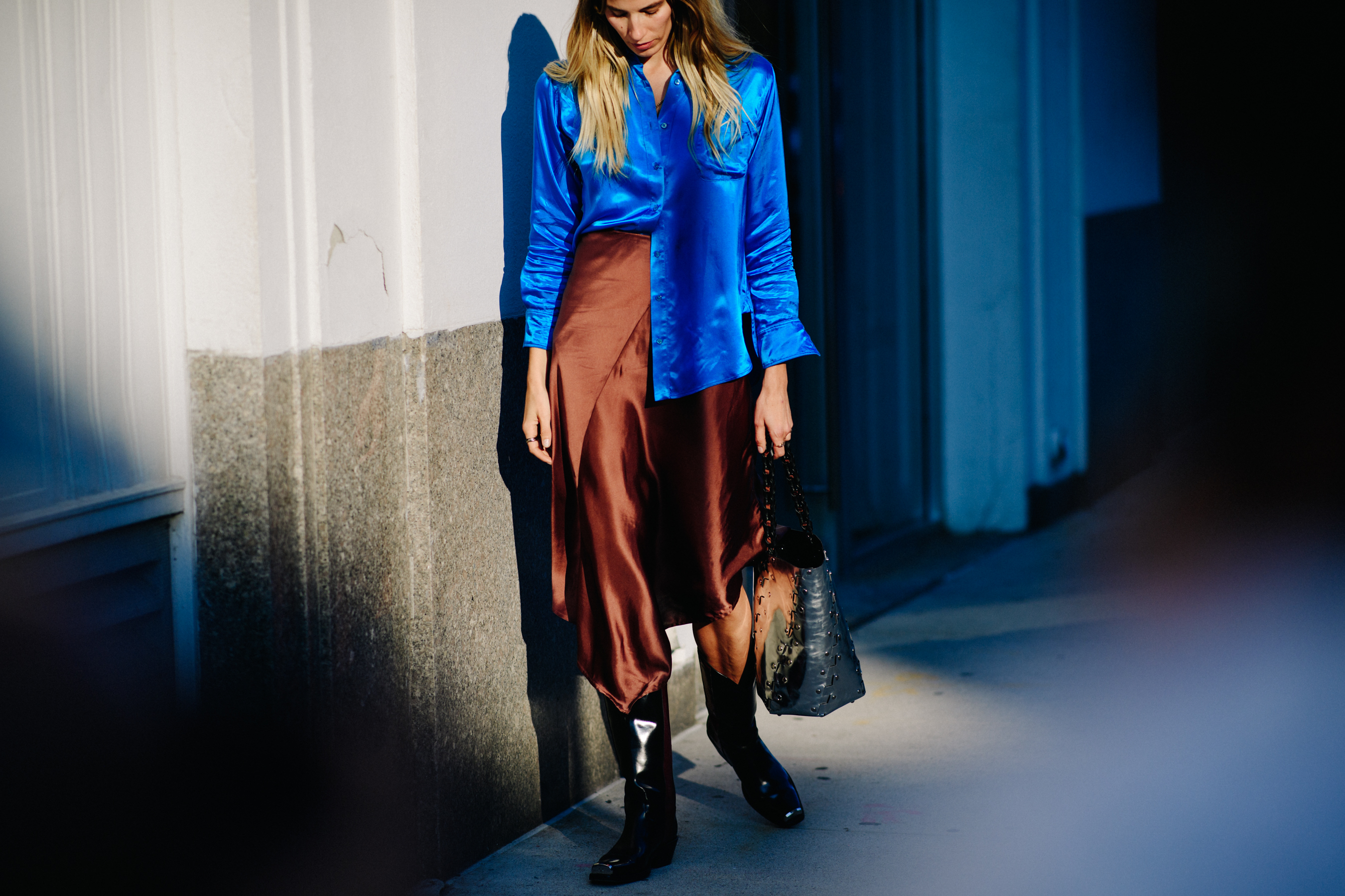 German fashion consultant wearing blue top