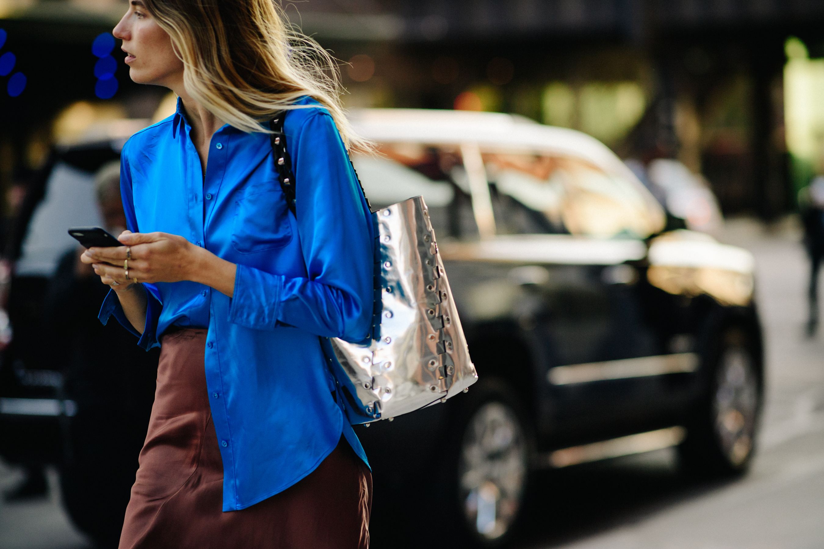 German fashion consultant wearing blue top