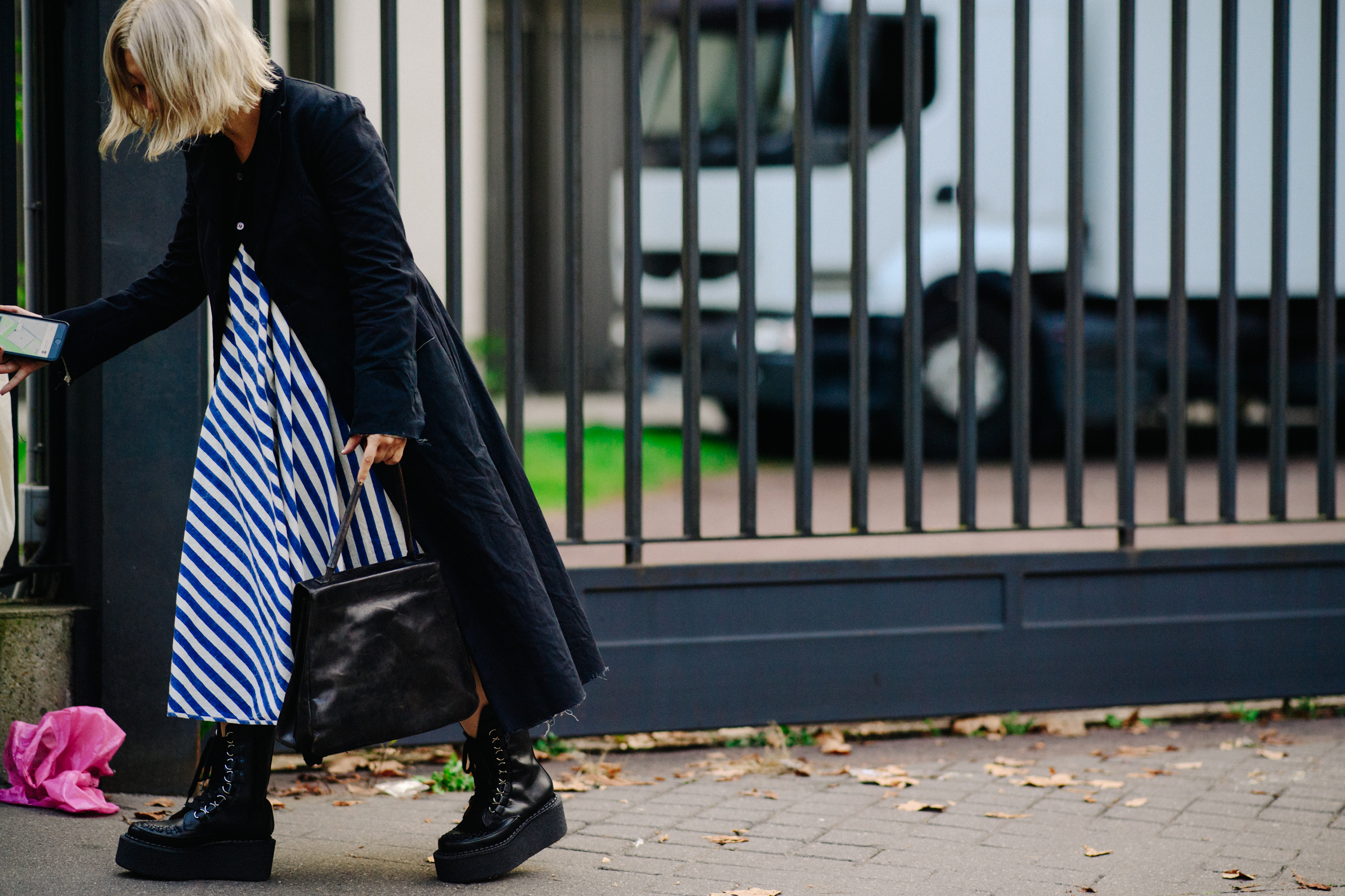 Woman wearing chunky boots