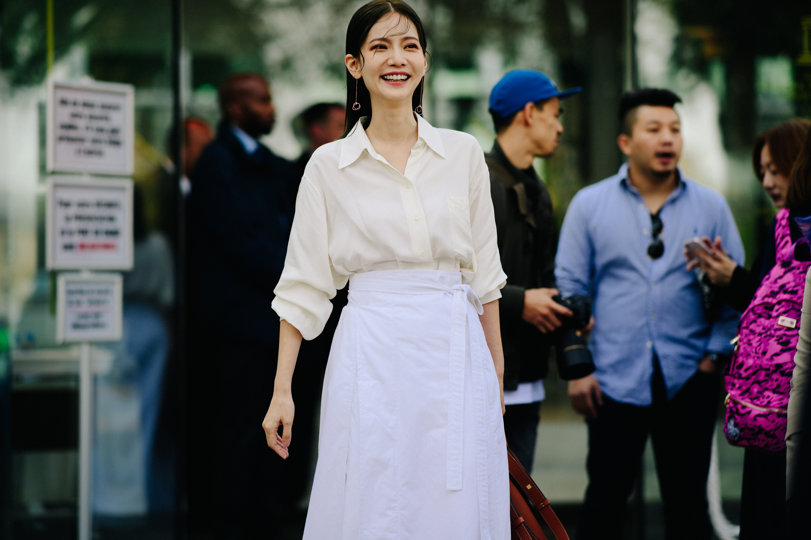 Woman wearing white after a show