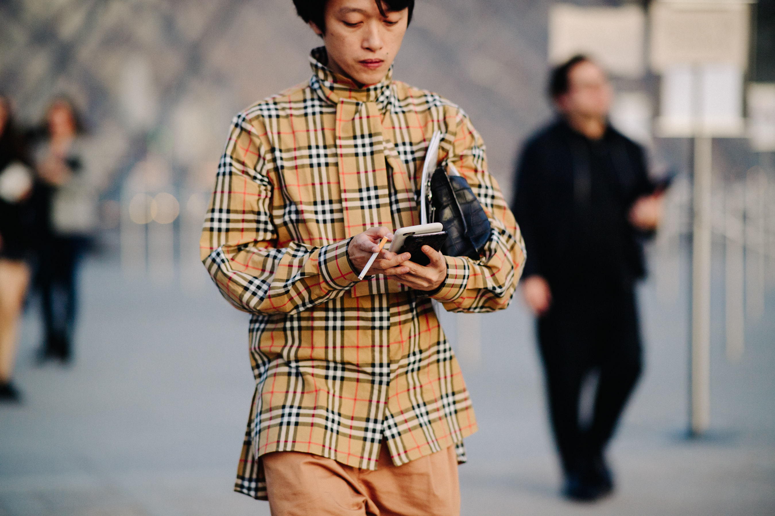 Man wearing Burberry shirt
