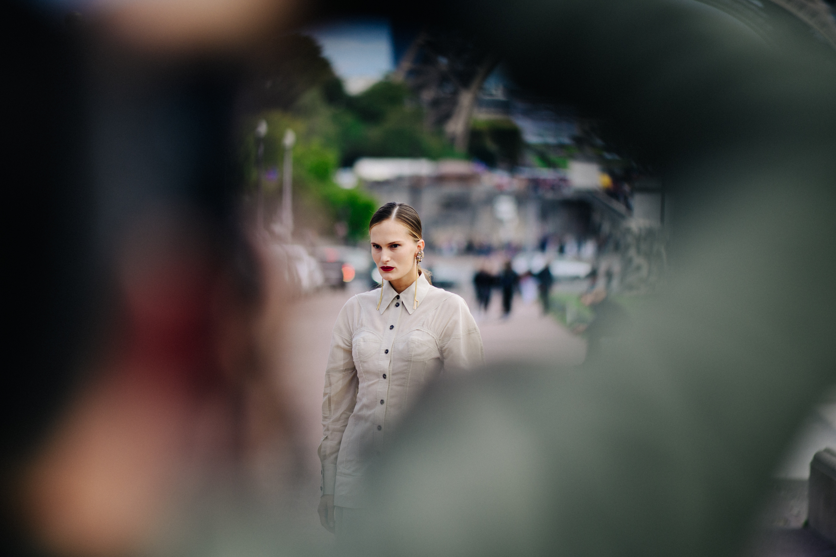 Ukrainian model wearing Nebo earrings
