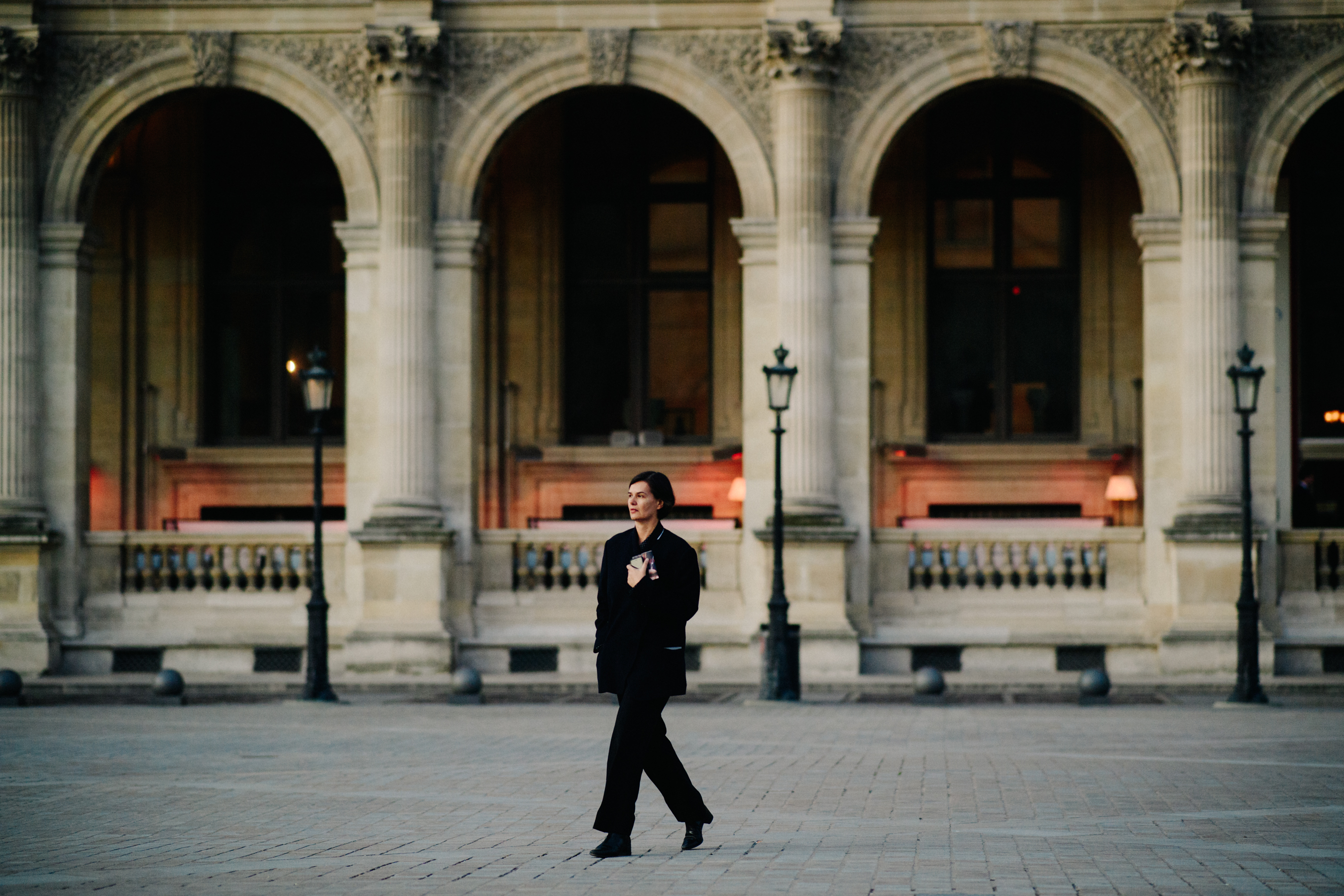 Woman wearing black outfit
