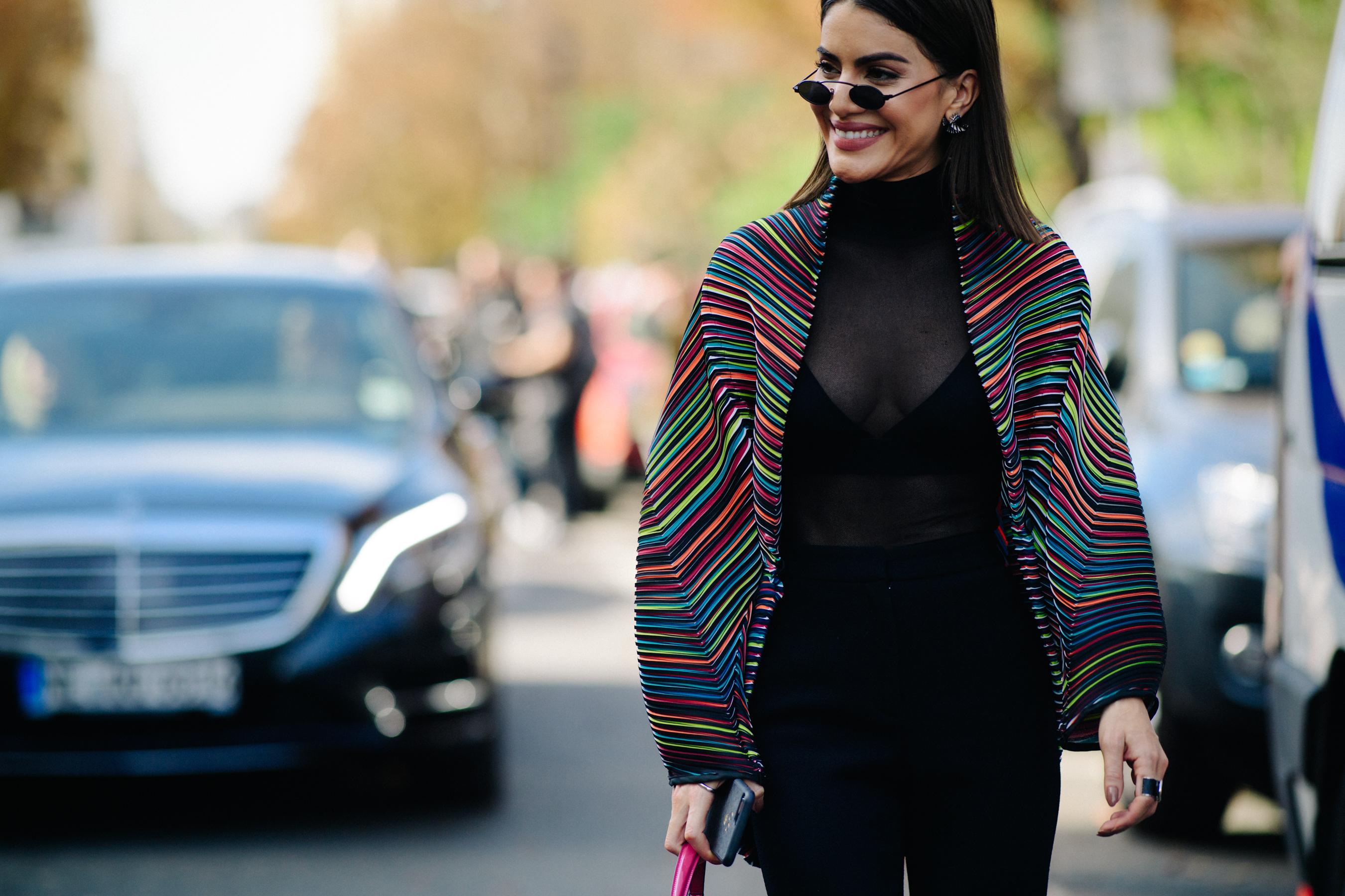 Woman wearing colourful top