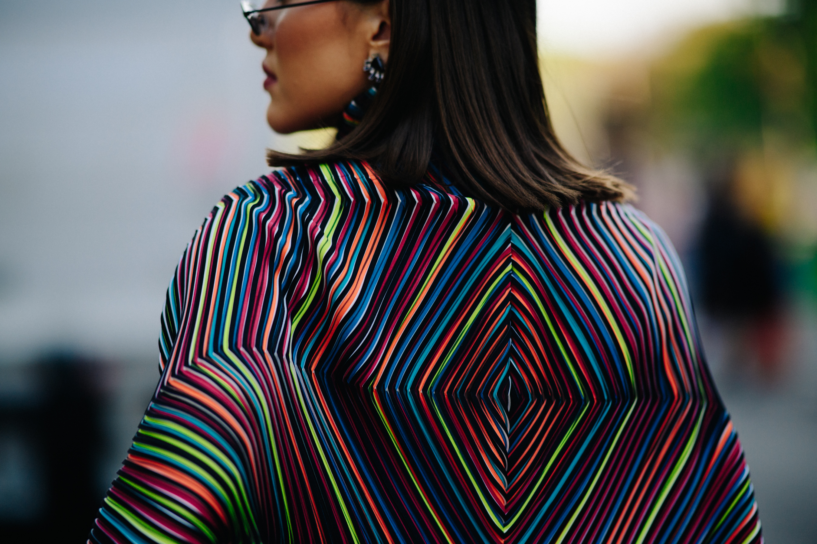 Woman wearing colourful top