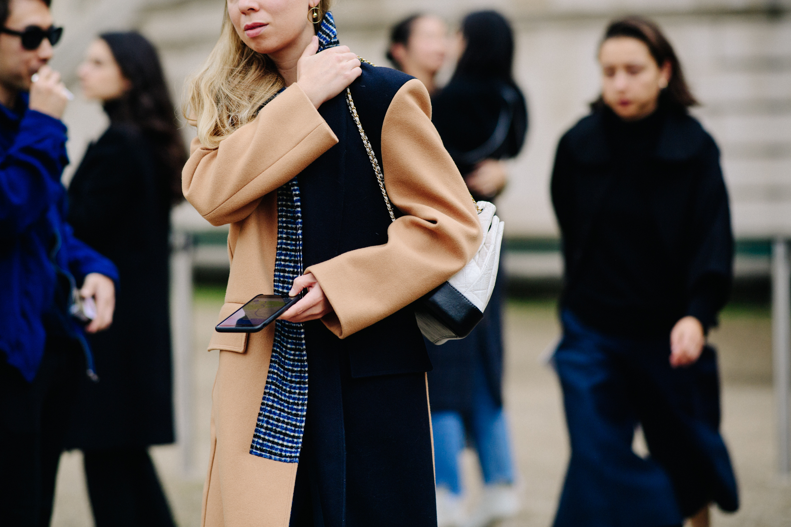 Woman wearing beige coat