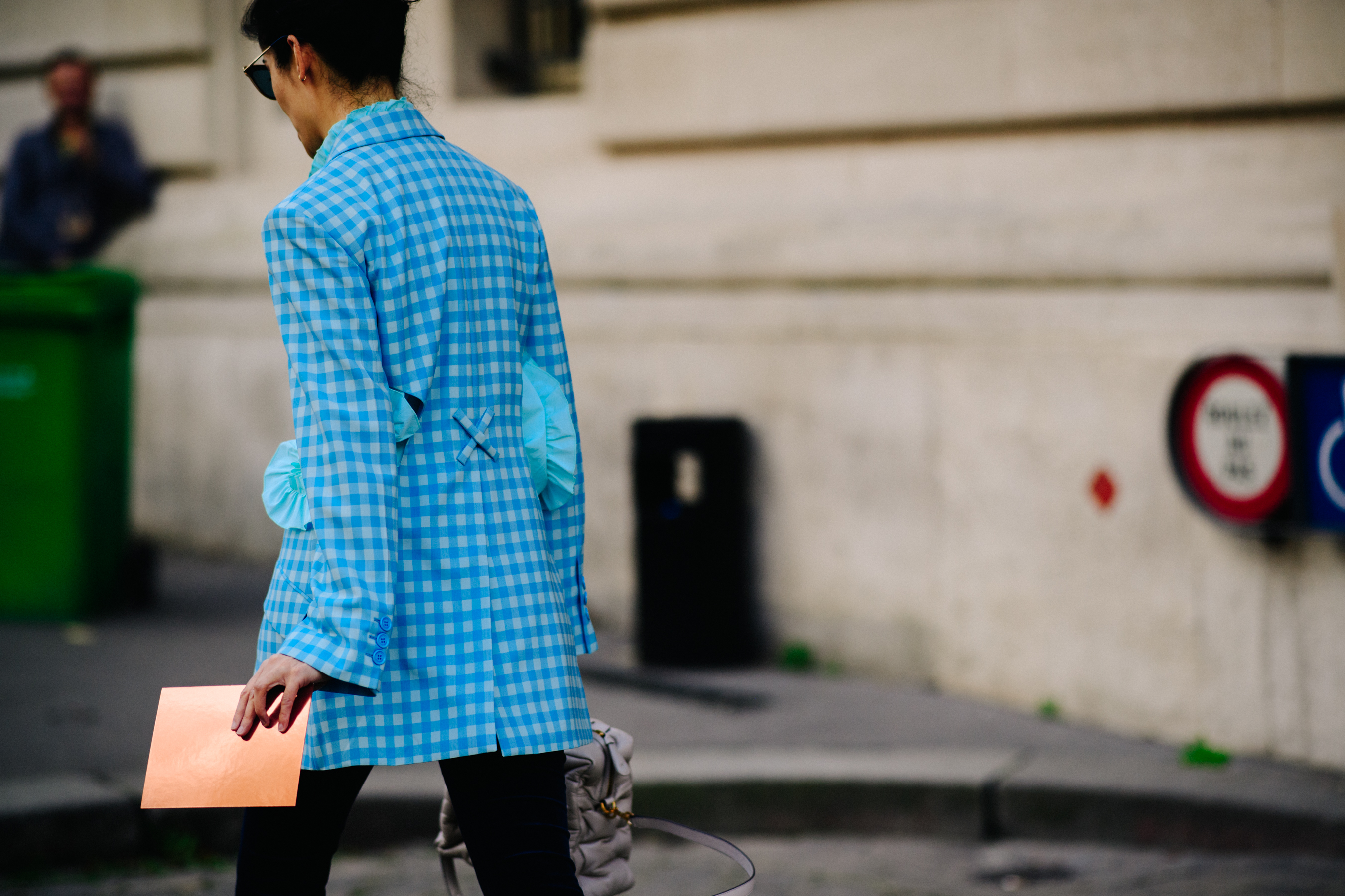Woman wearing blue shirt