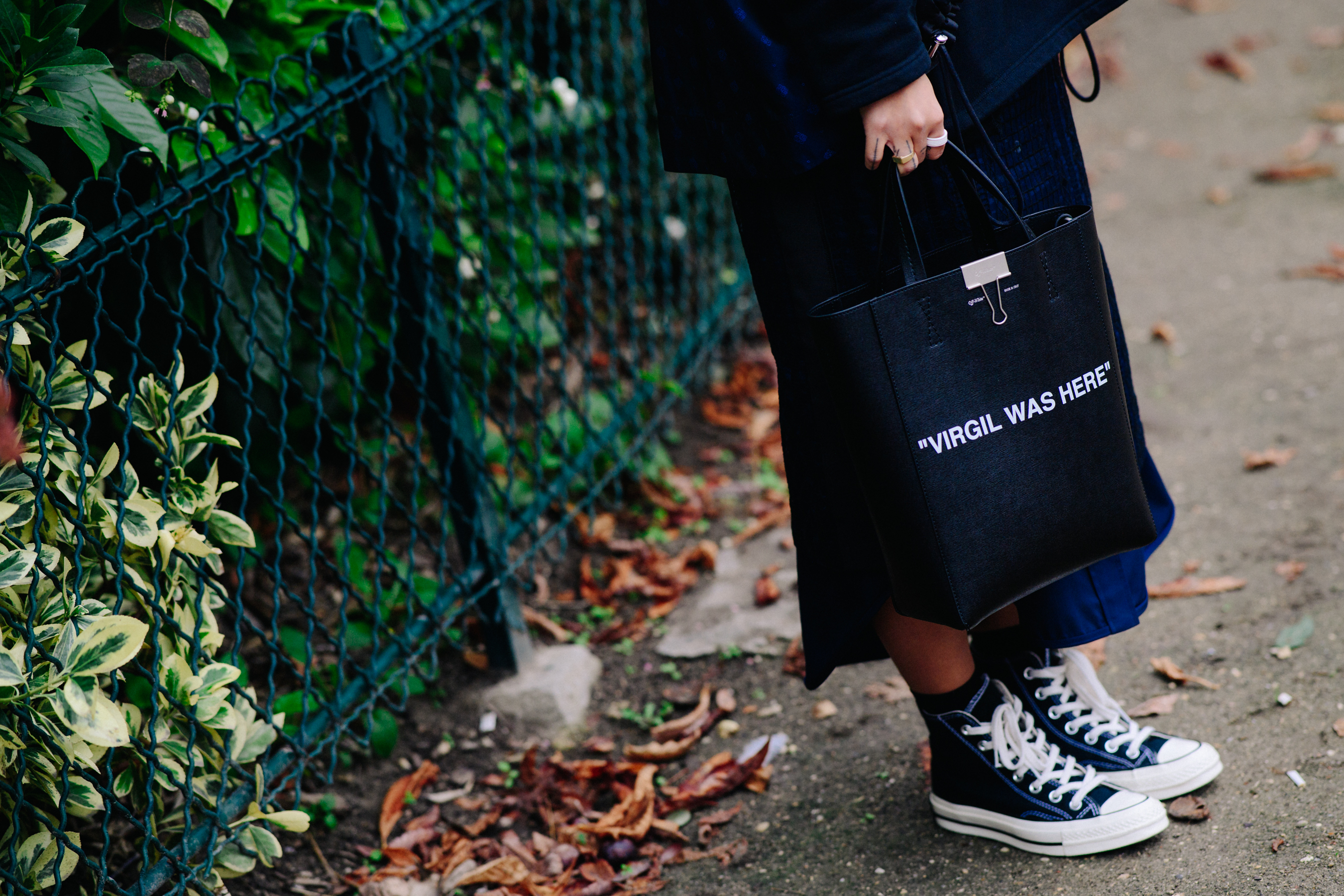 Stylist wearing Off-White bag