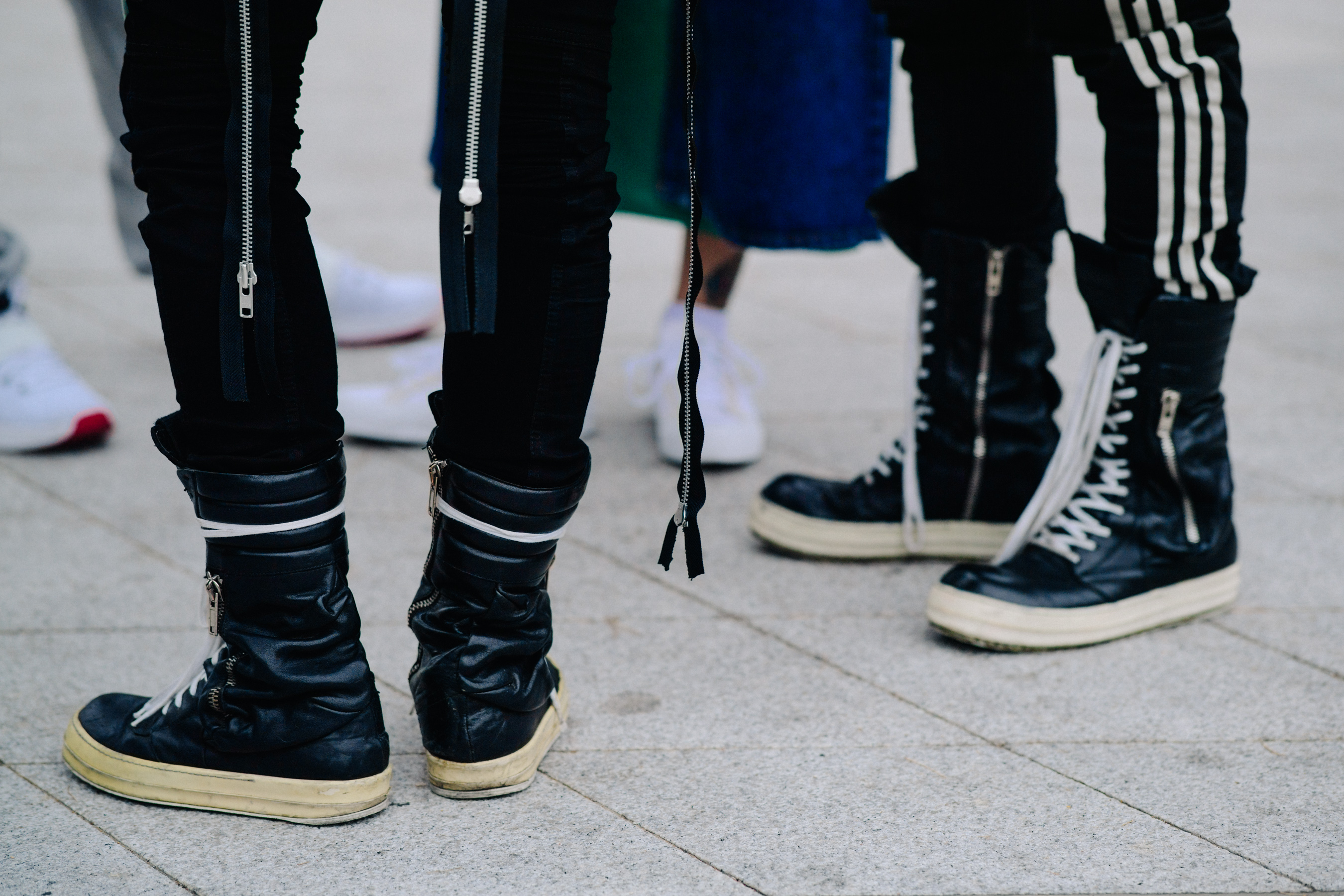 Closeup of two Rick Owens sneakers