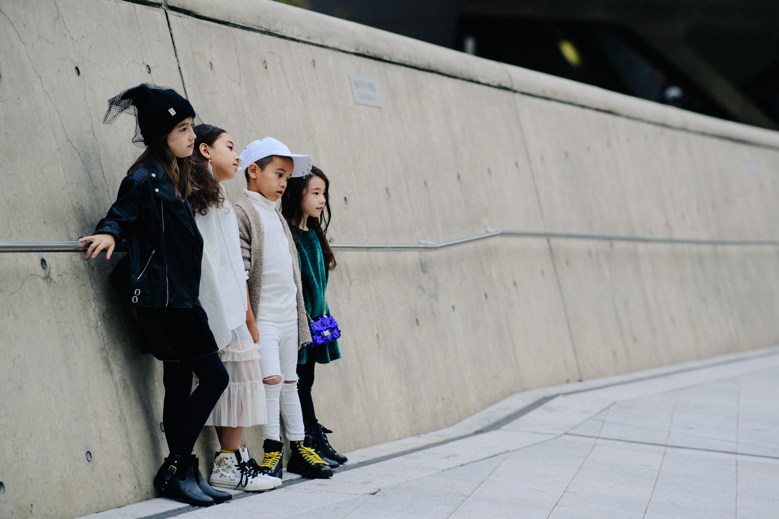 Group of Asian children posing for camera