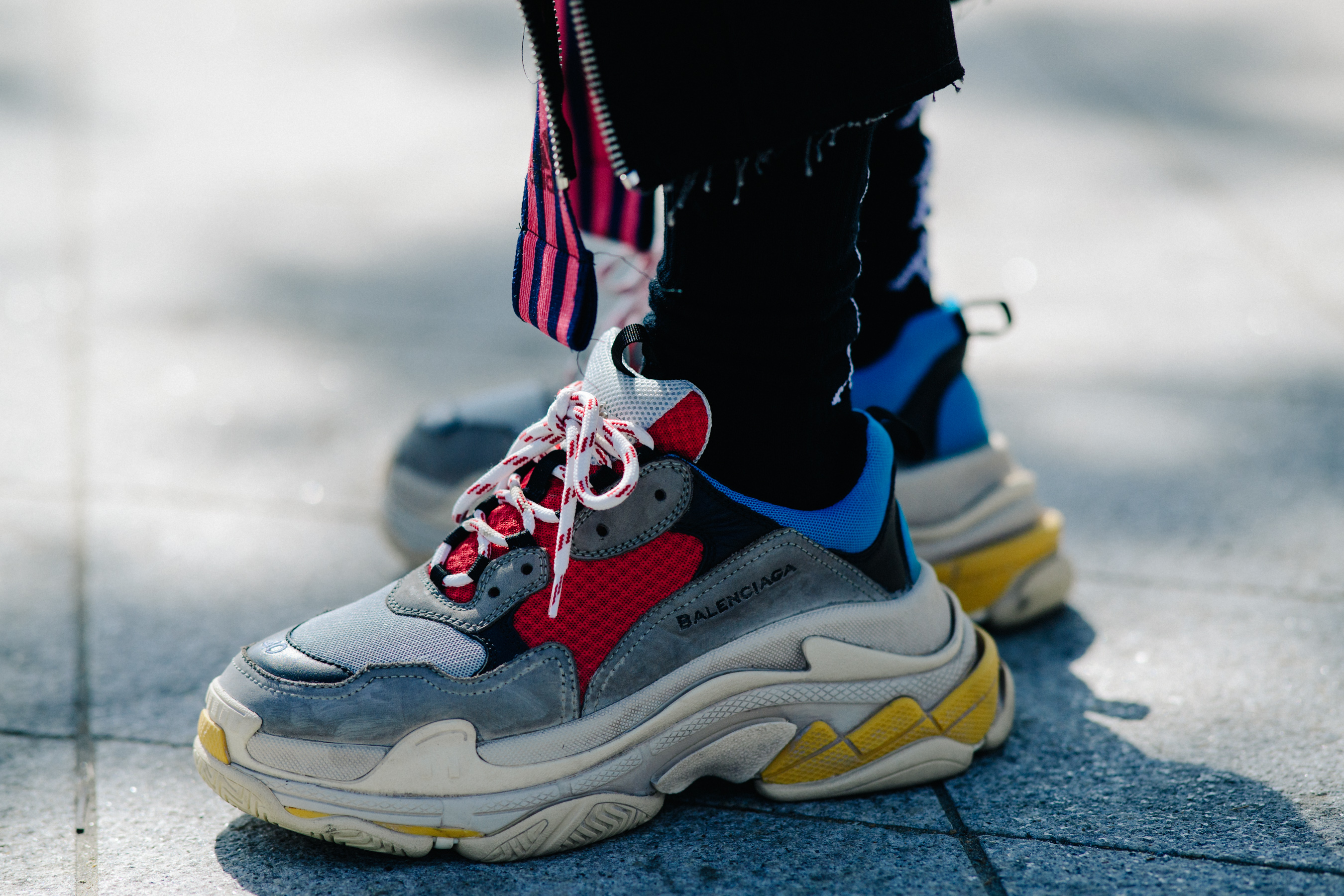 Closeup of Balenciaga sneakers