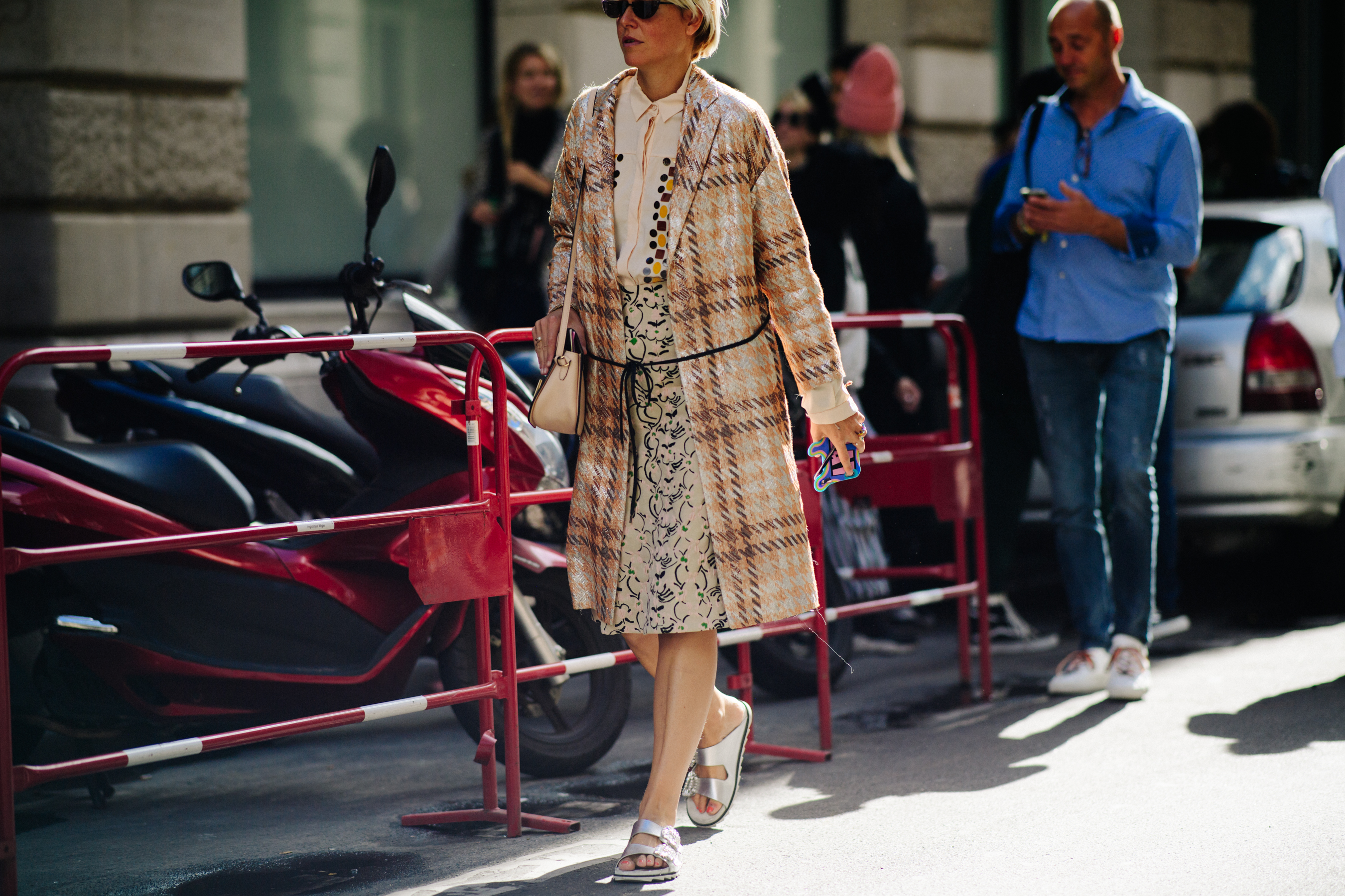 Woman wearing beige coat