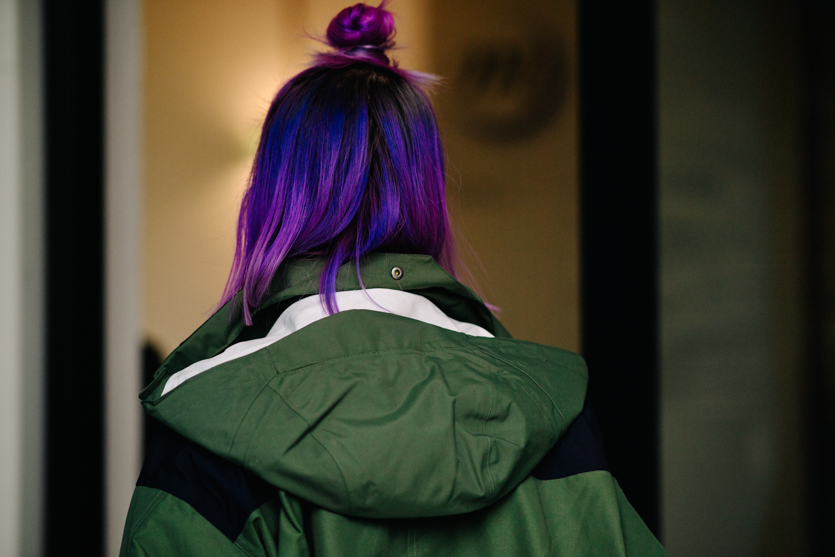 Blogger wearing The North Face x Sacai parka