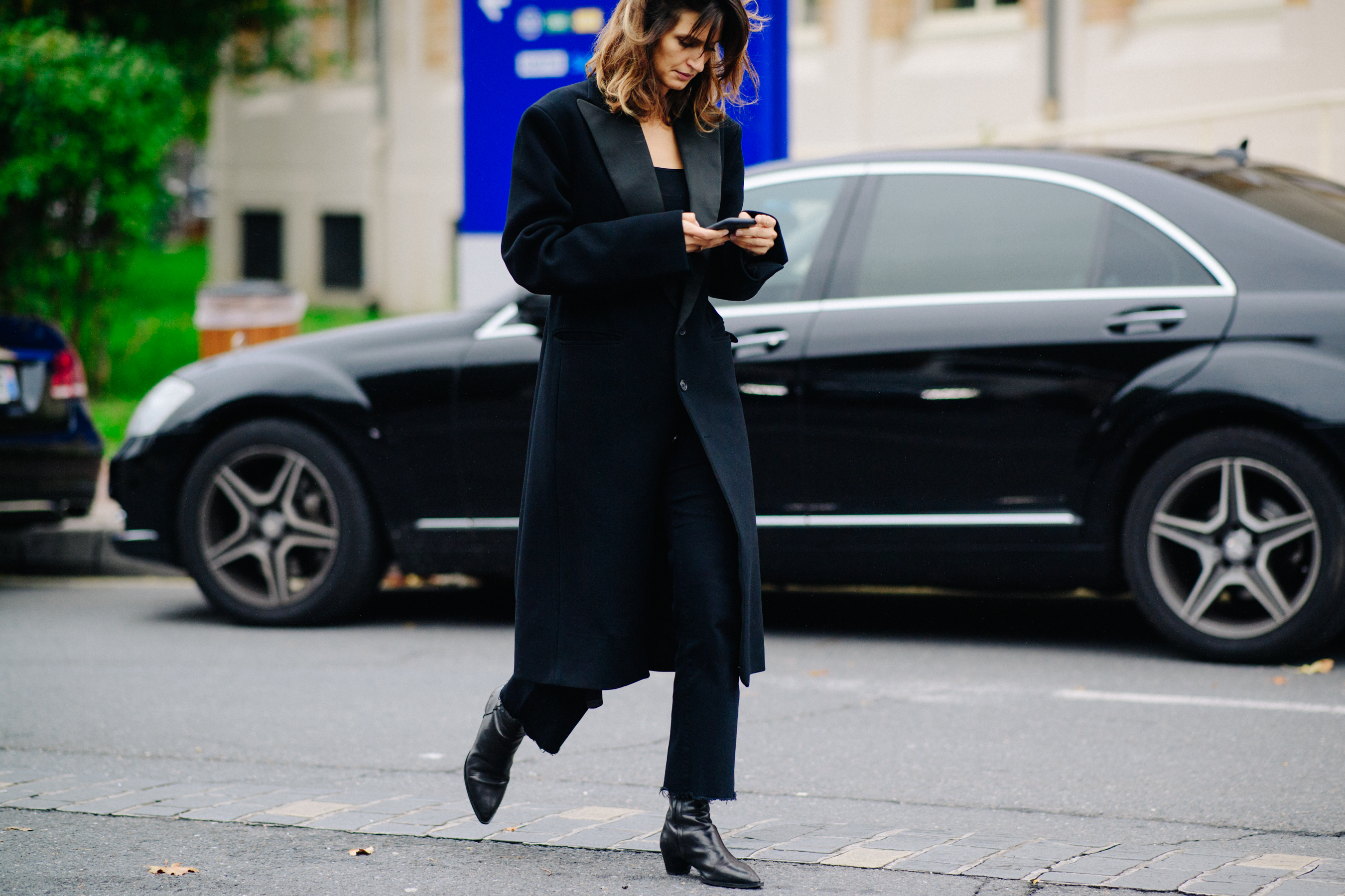 Stylist wearing all black