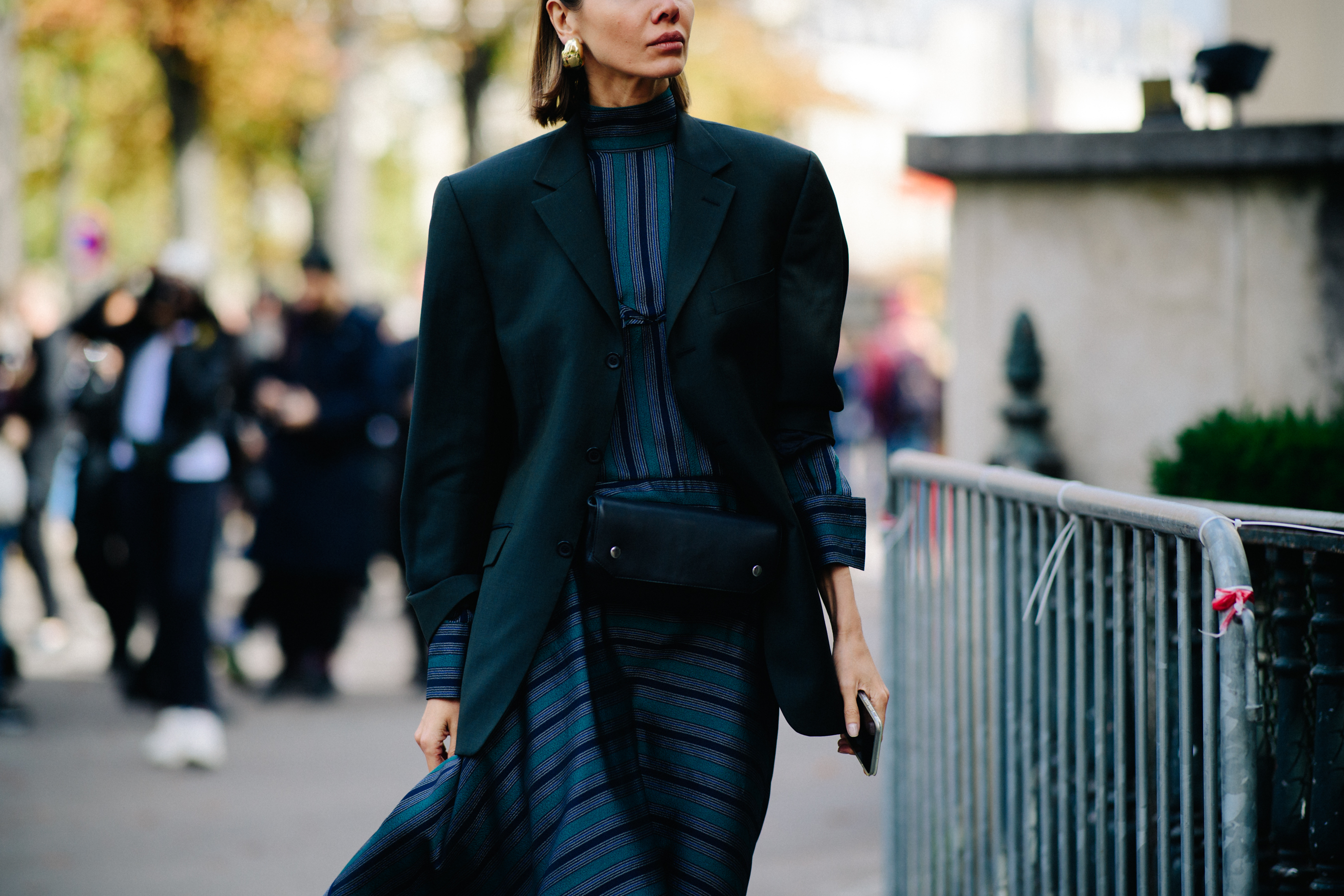 Ukrainian VOGUE editor wearing blue dress