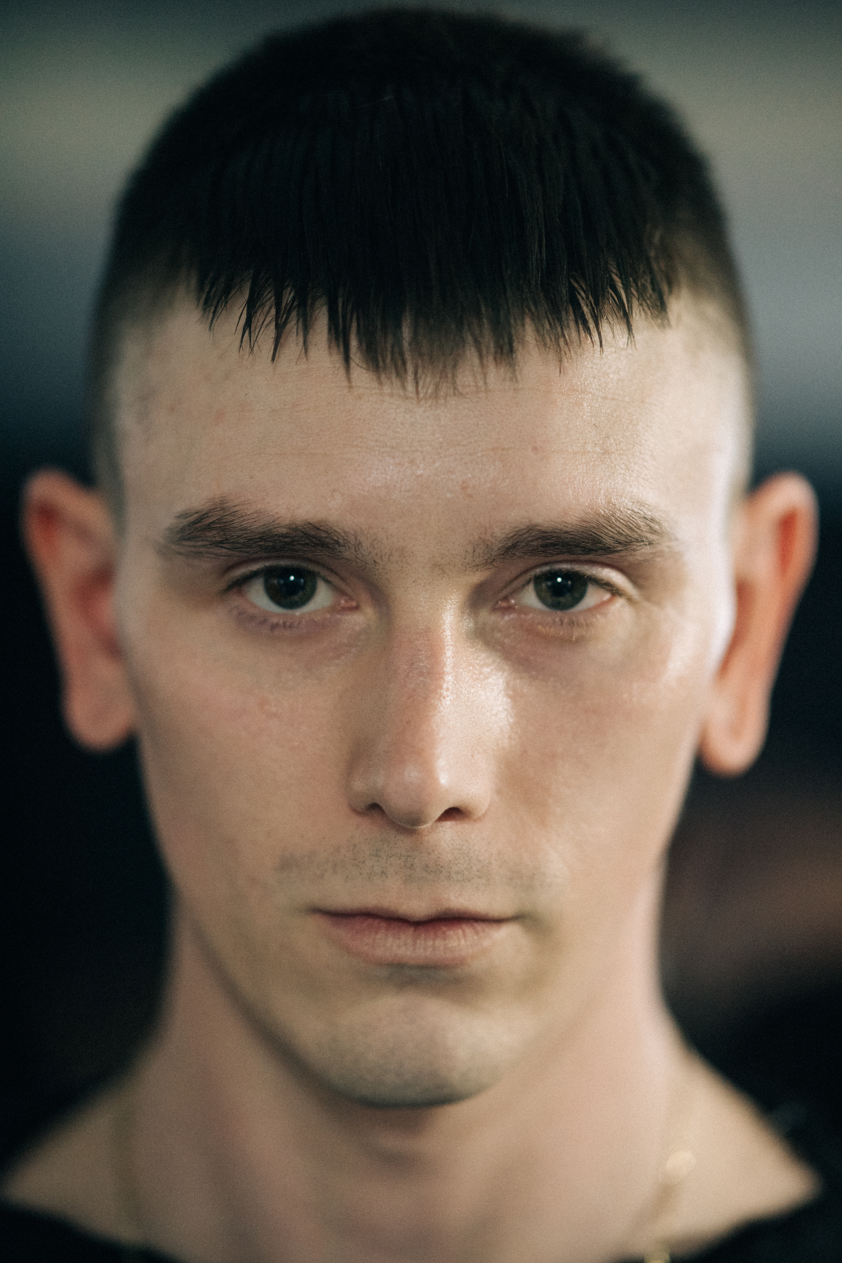 Portrait of British model with short fringe