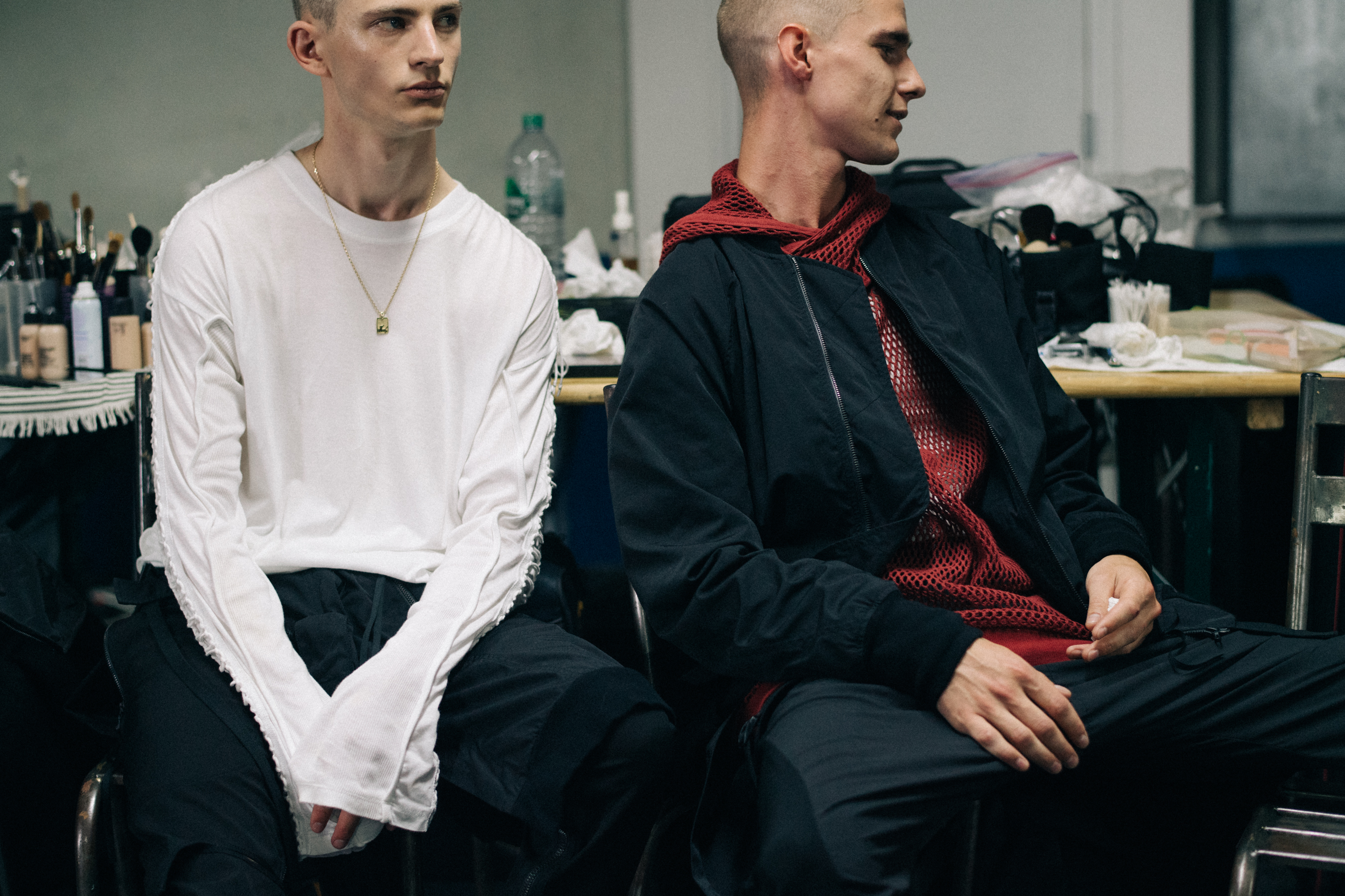 Two models sat down