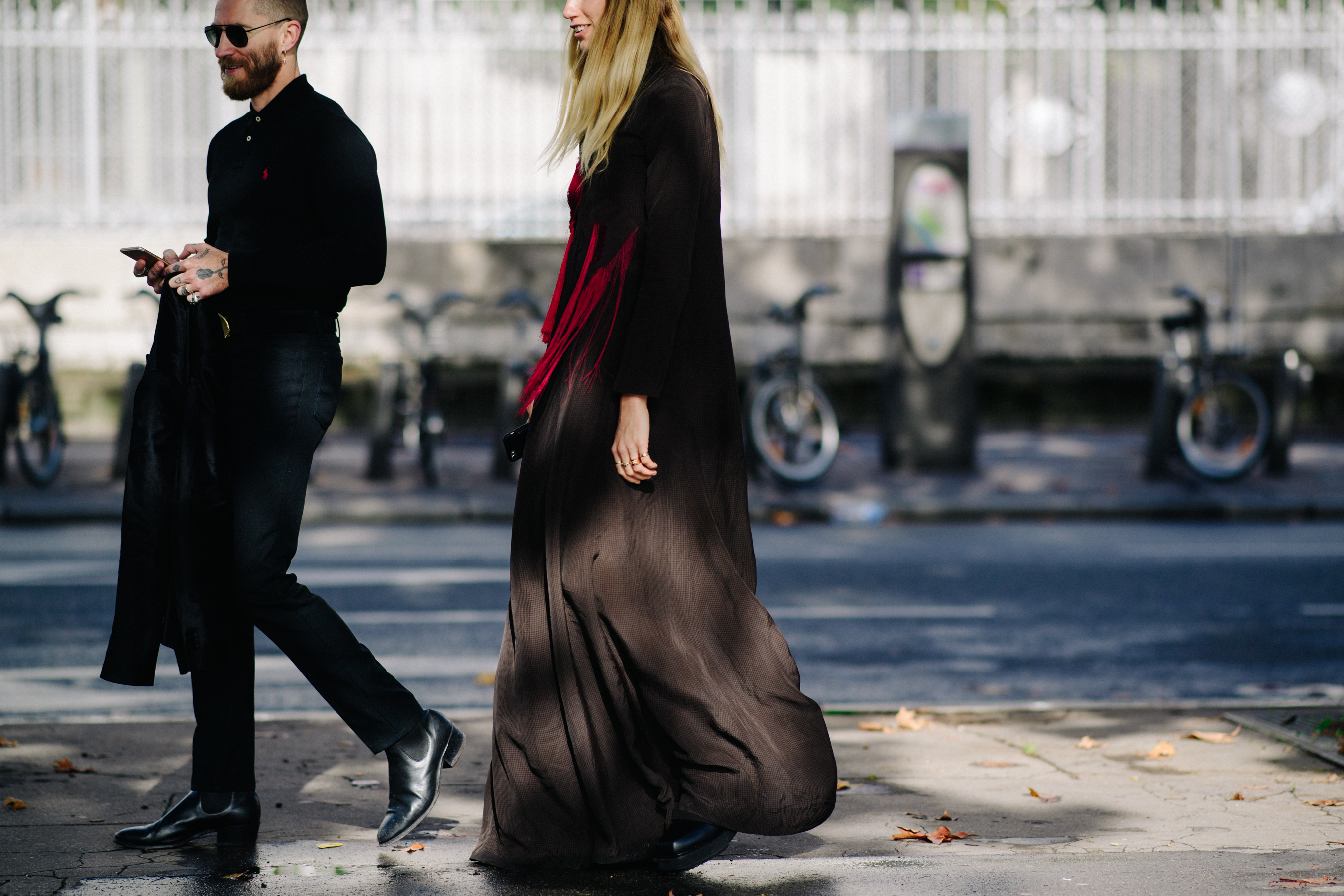 Buyer and style influencer wearing dark clothes