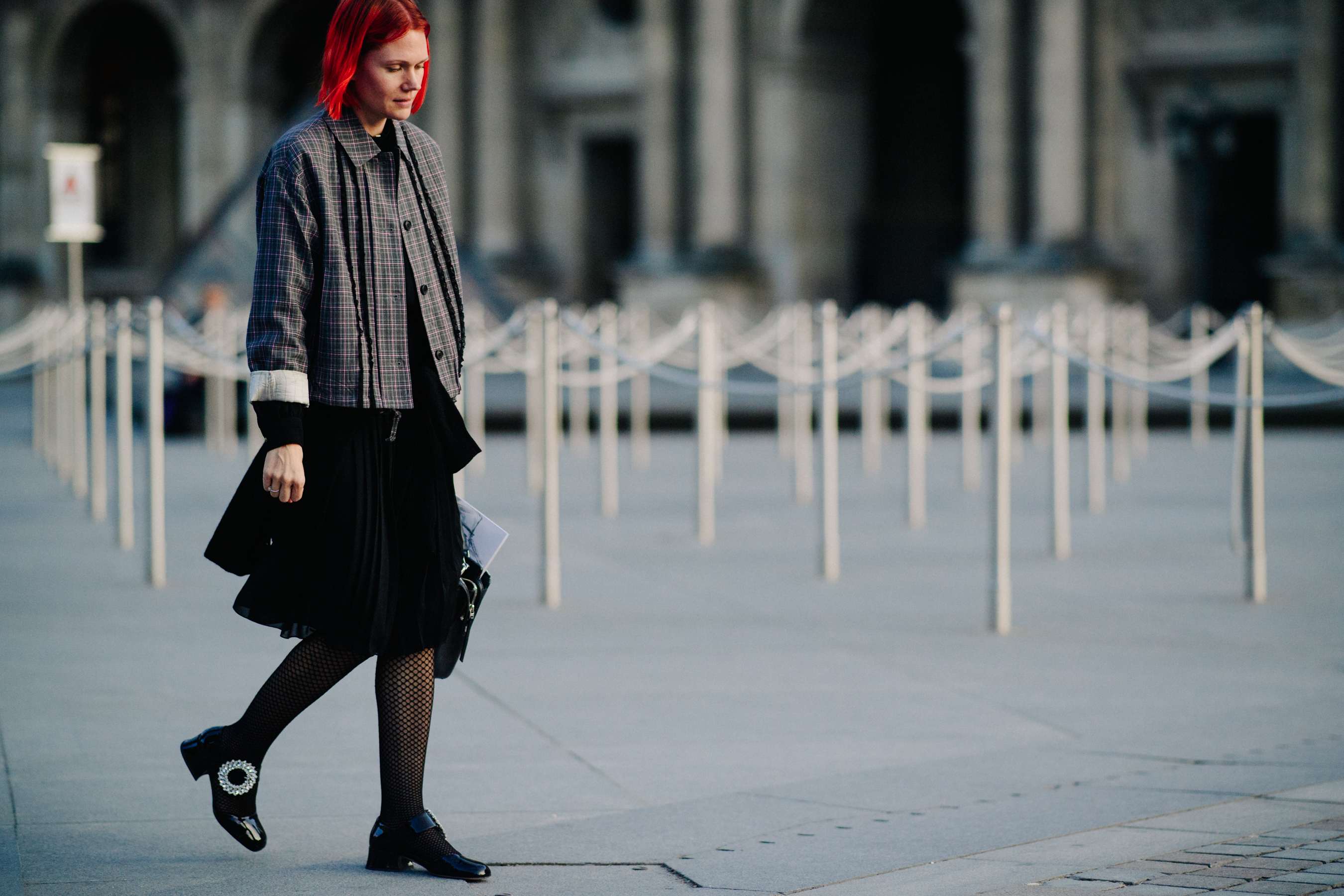 Woman with red hair after a show