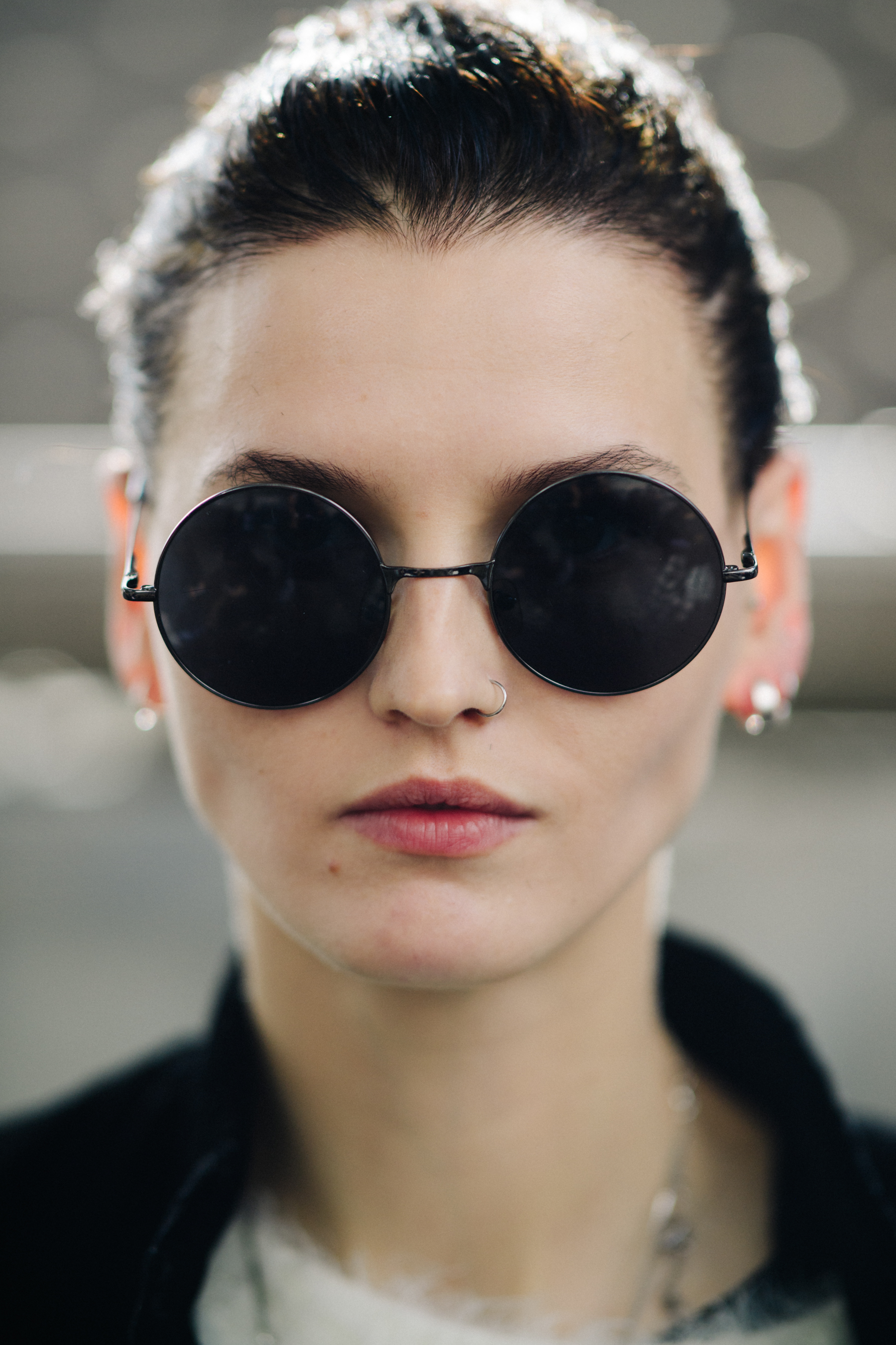Portrait of a model wearing glasses