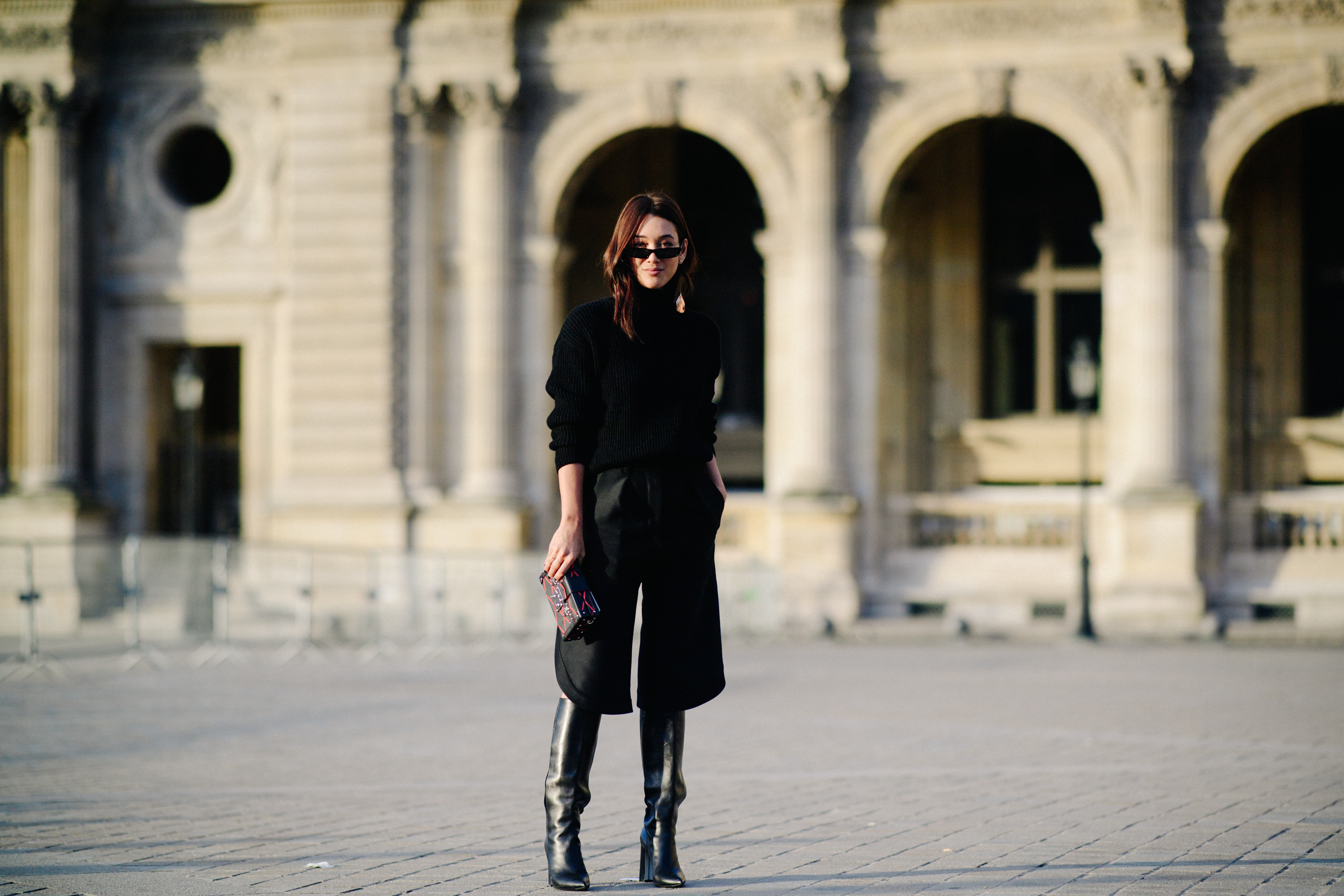 Woman wearing black outfit