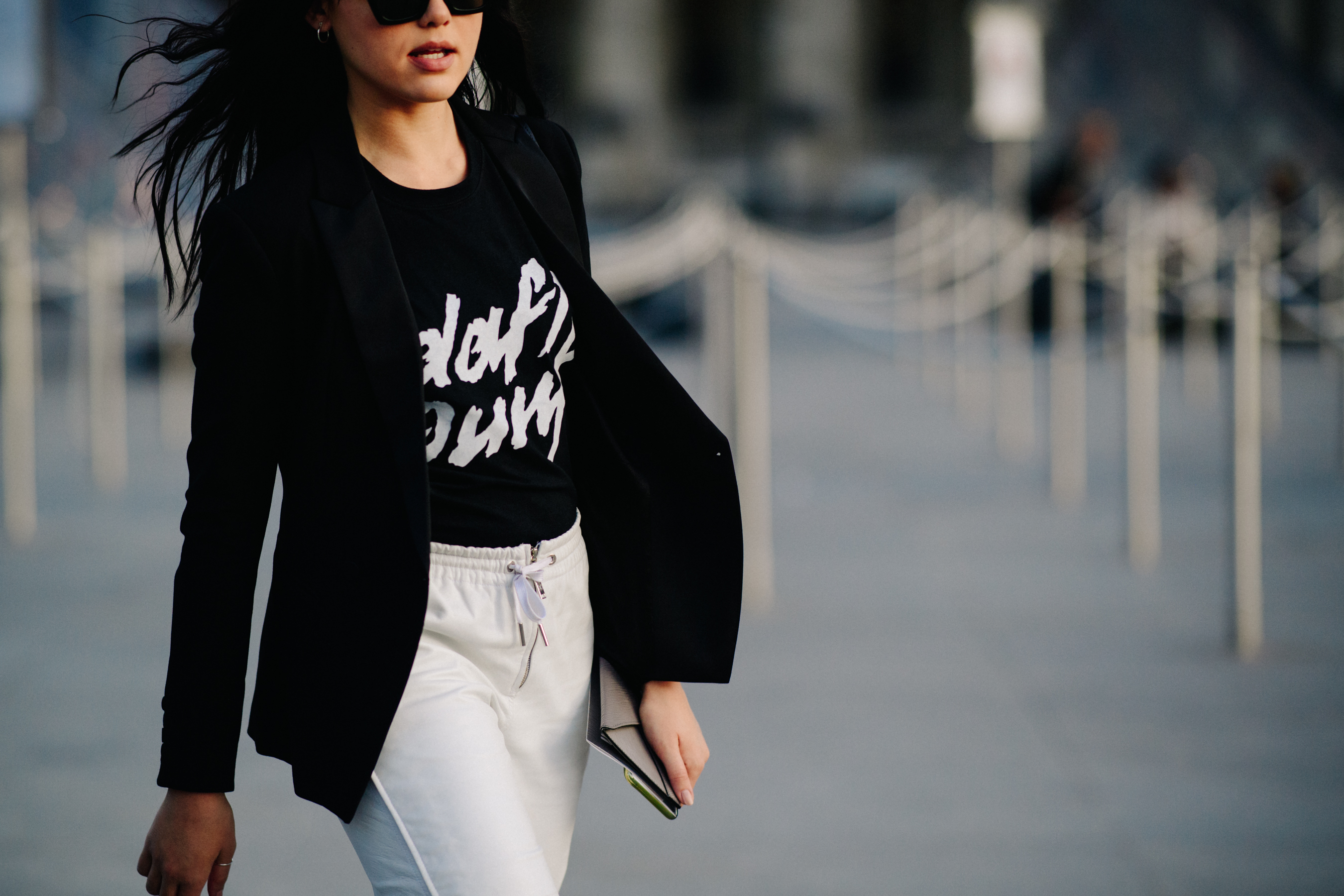 Woman wearing black blazer