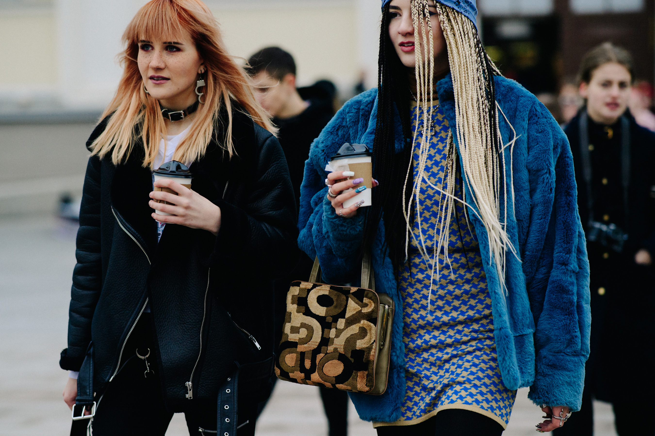 Two women in animal fur jackets
