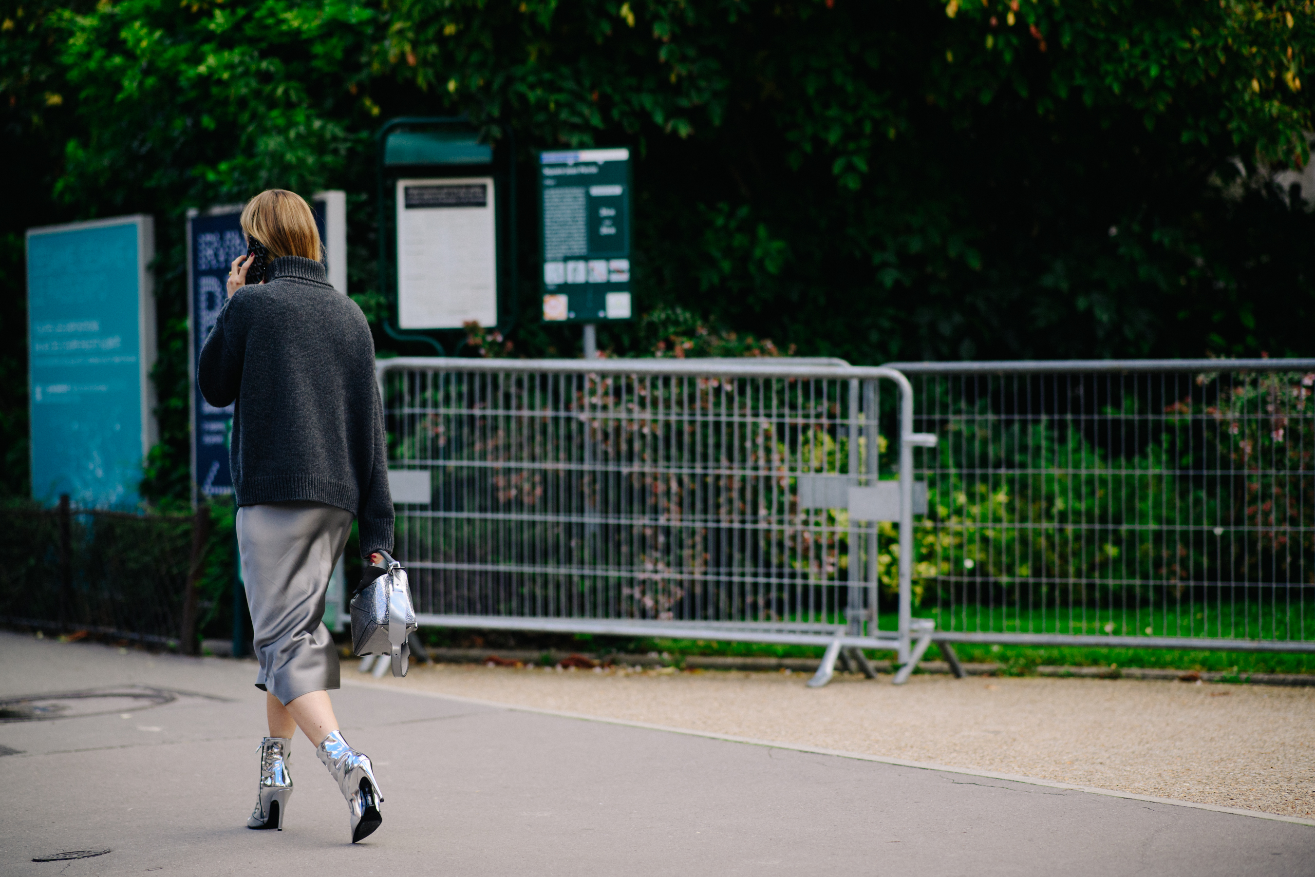 Danish blogger wearing gray sweater