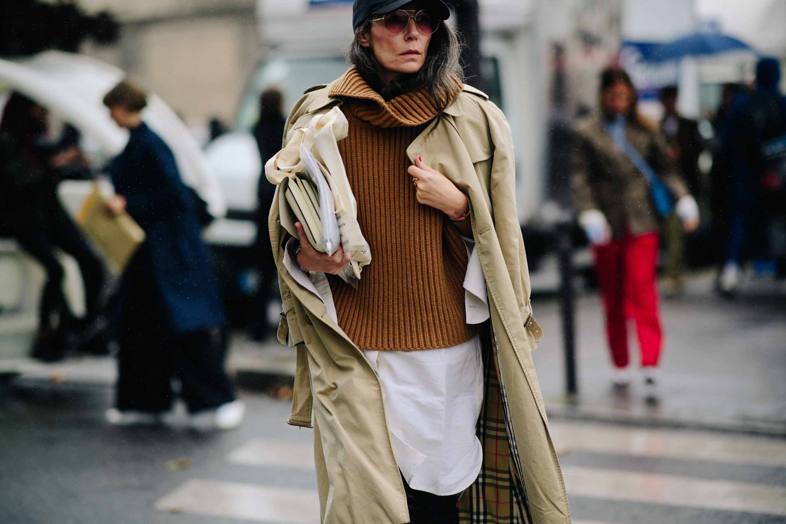 Editor wearing Burberry trench coat