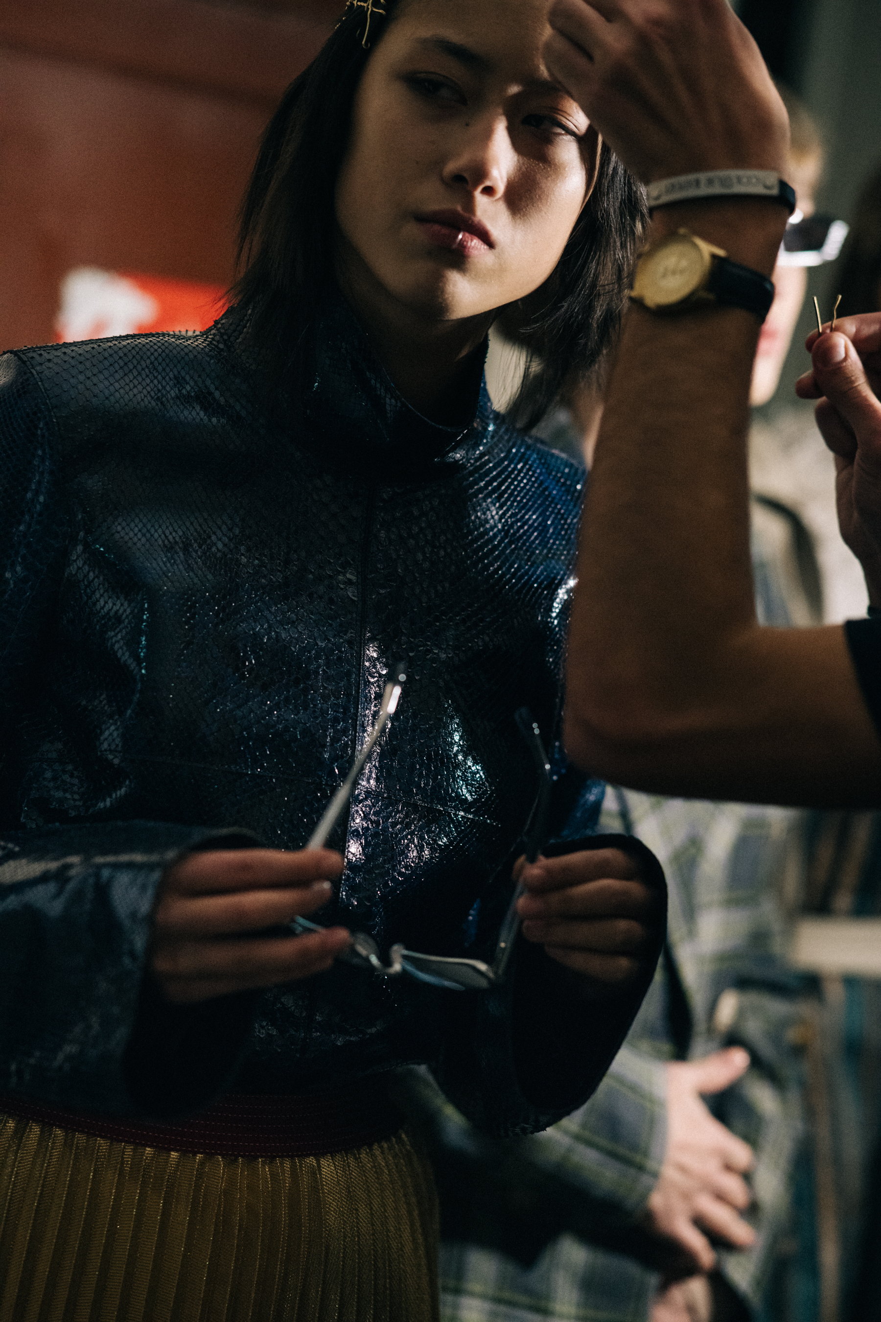 Model Nina Potskhishvili before the show