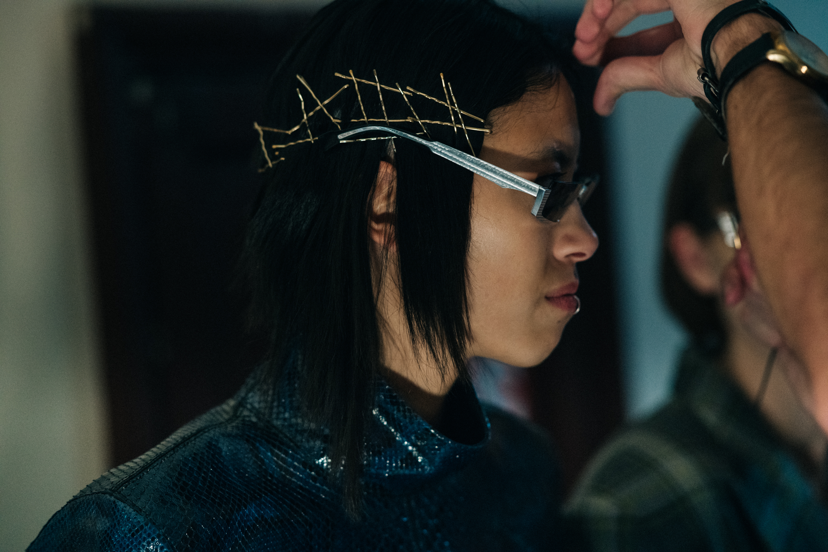 Model Nina Potskhishvili before the show