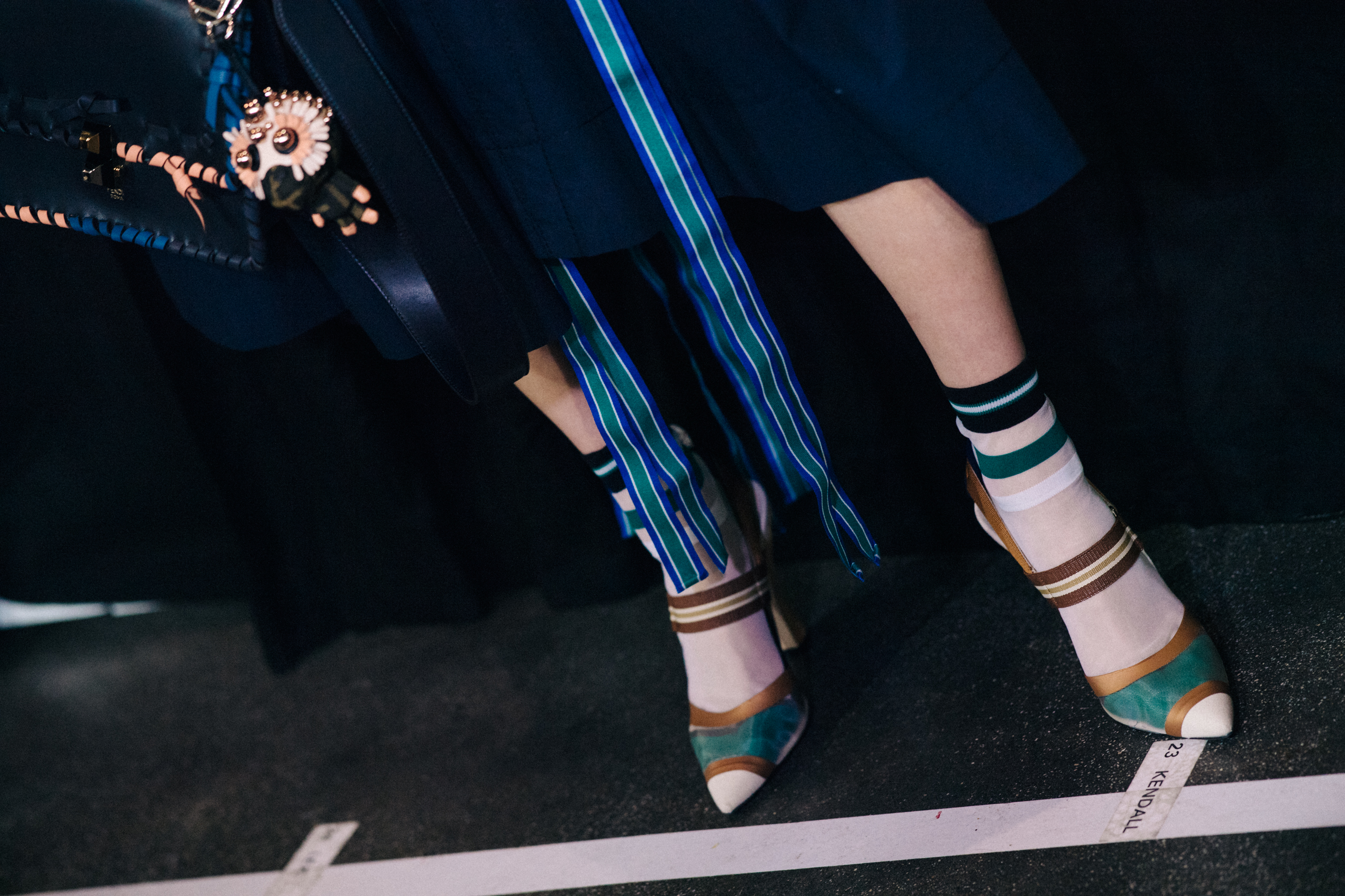 Closeup of Fendi shoes