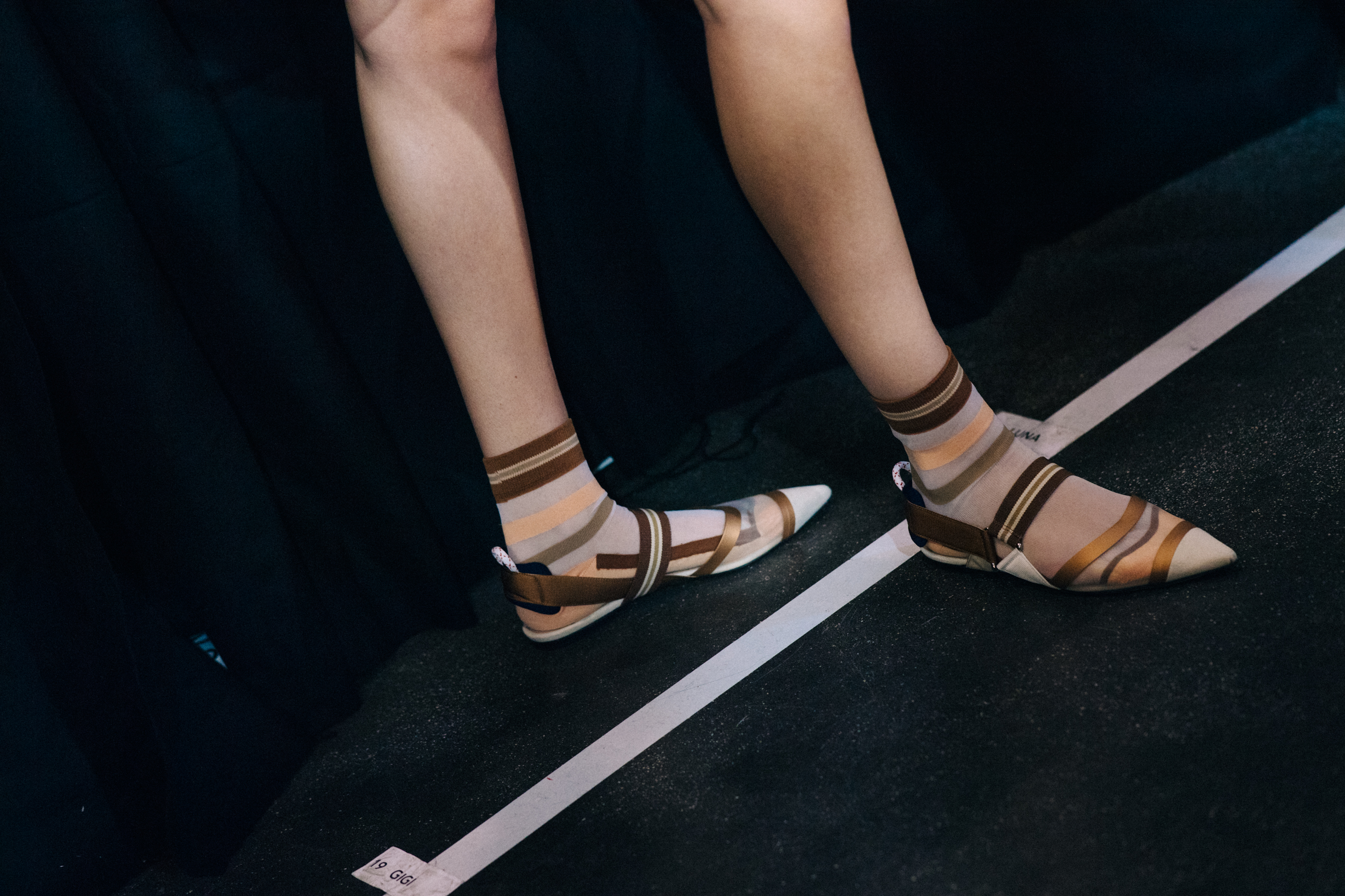 Closeup of Fendi shoes