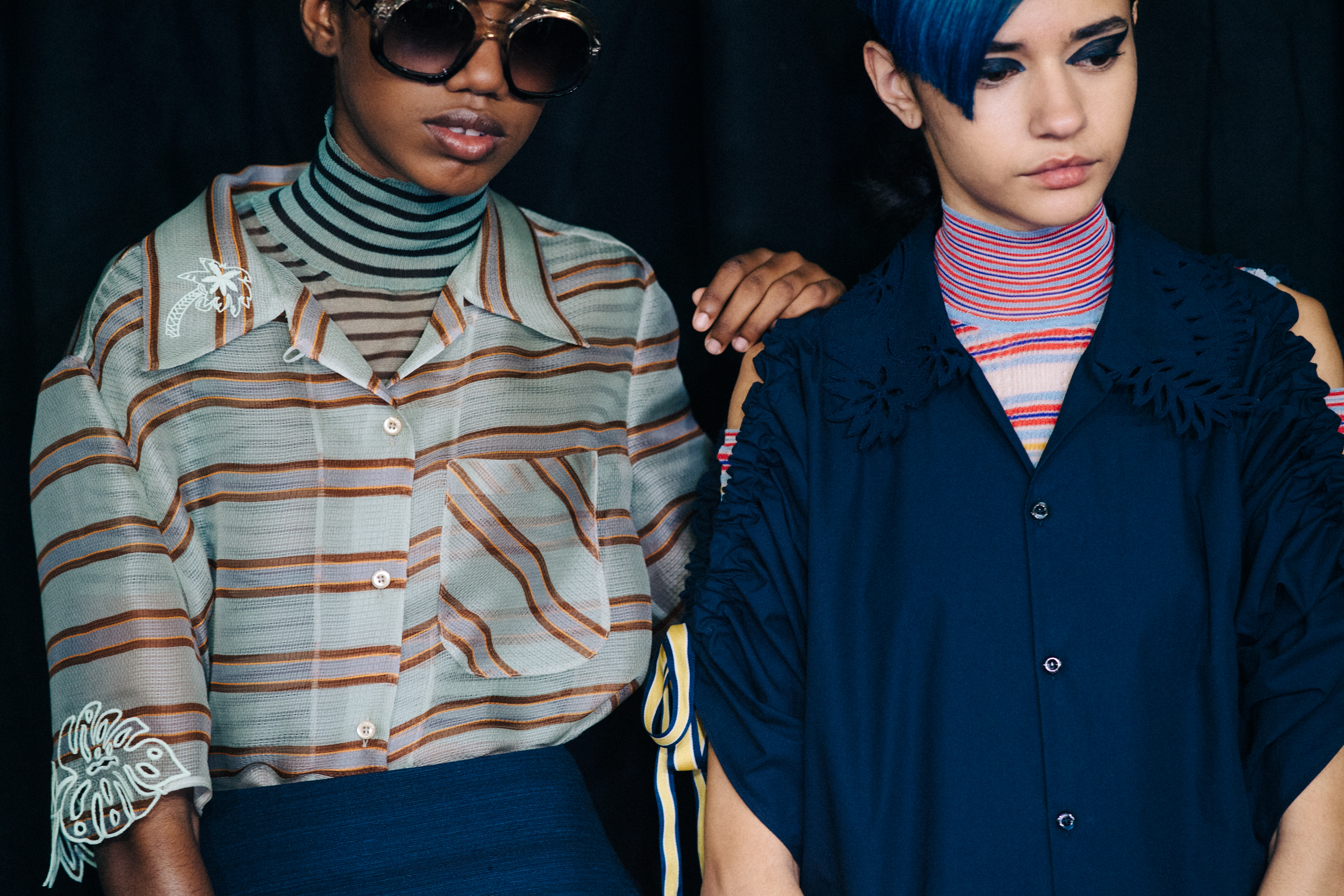 Two models backstage in Fendi outfit