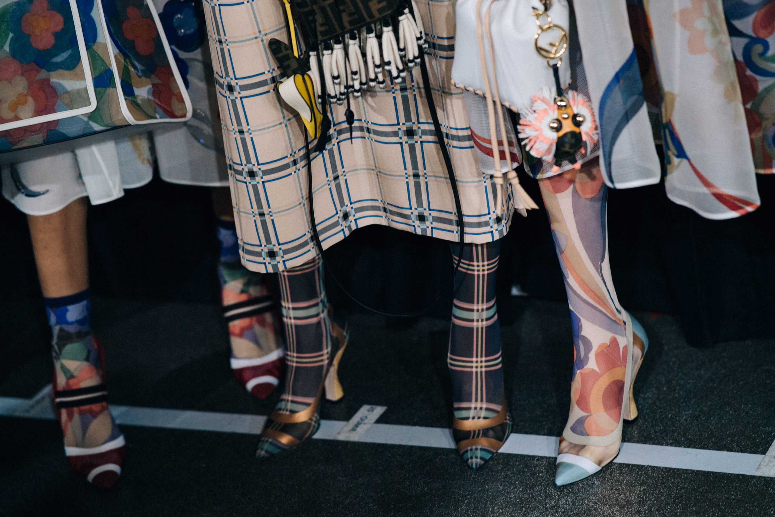 Closeup of shoes backstage